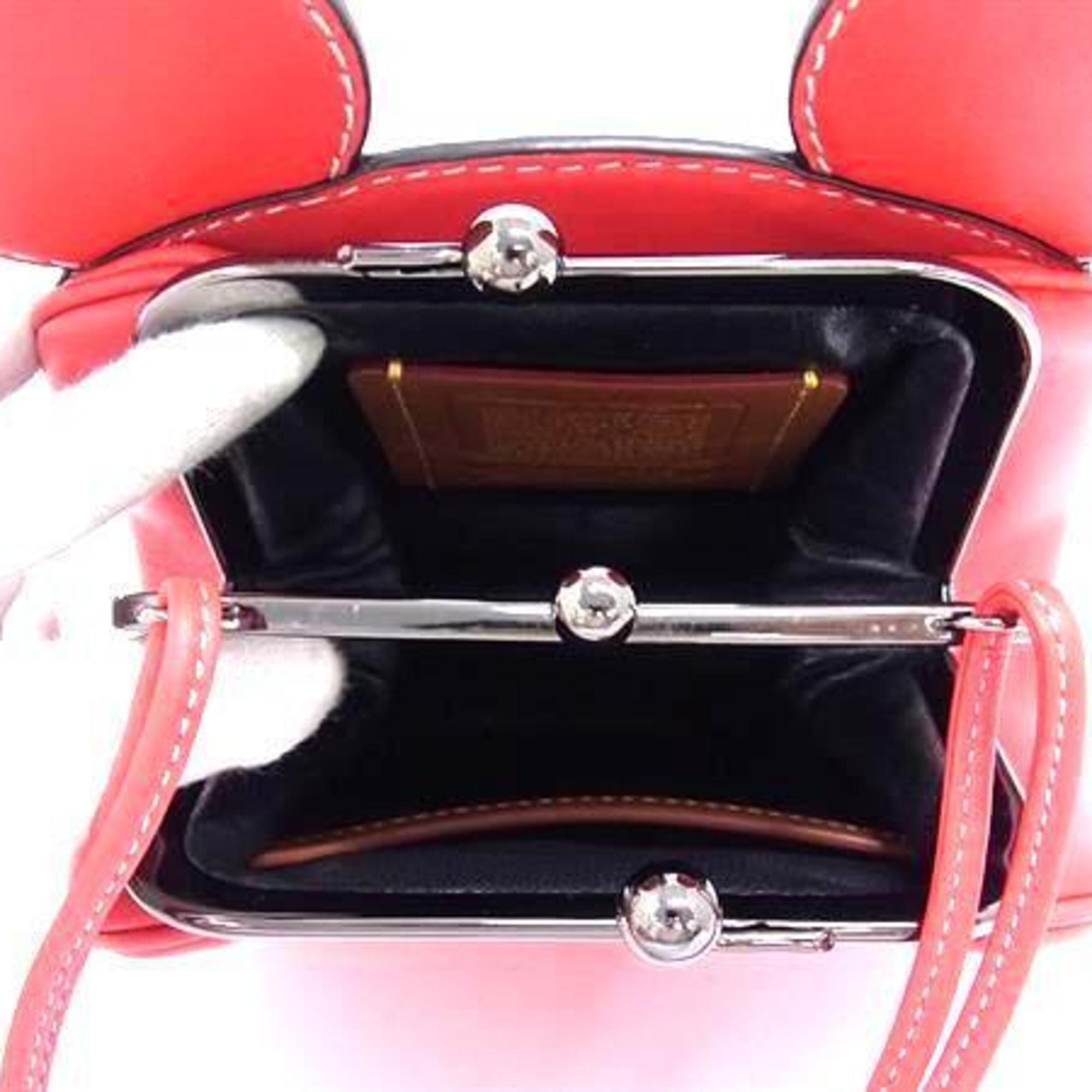 Coach Red Color Leather Handbag Shoulder Bag Tote Bag (Pre-Owned)