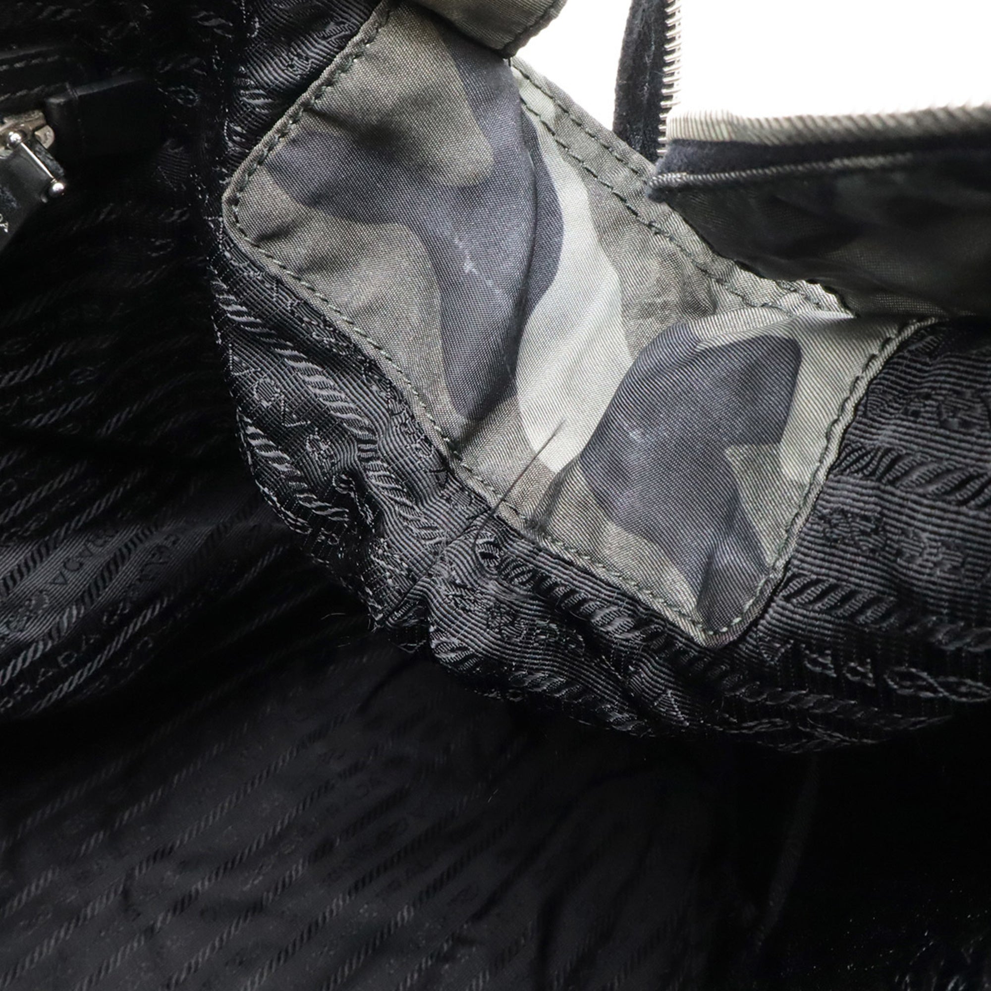 Prada Black Camouflage Green Multi-Color Nylon Shoulder Bag Tote Bag (Pre-Owned)