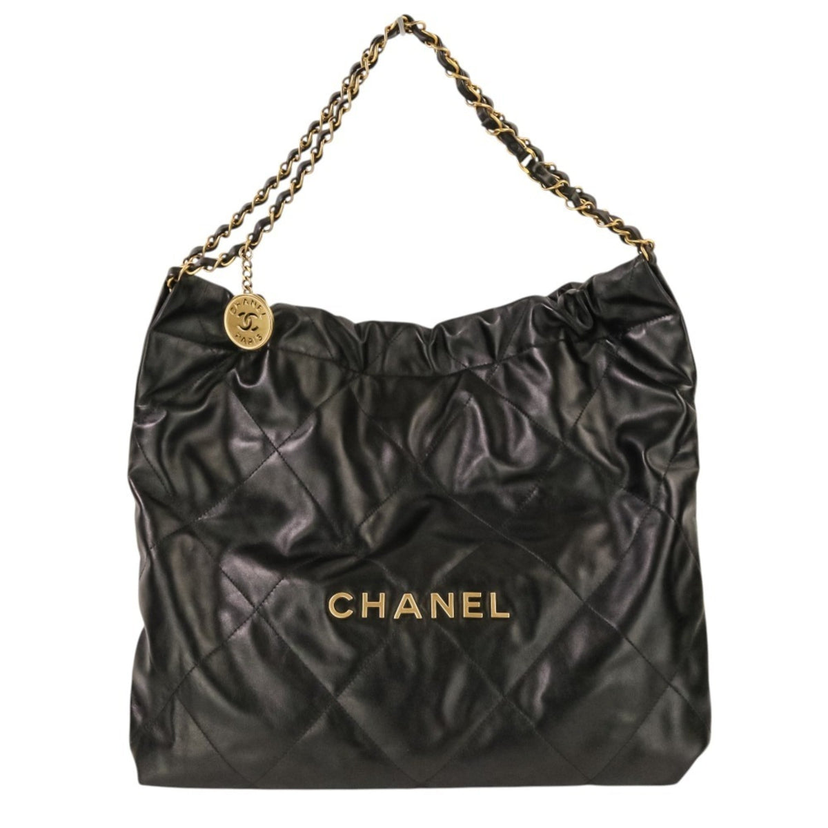 Chanel Black Leather Pouch Shoulder Bag (Pre-Owned)