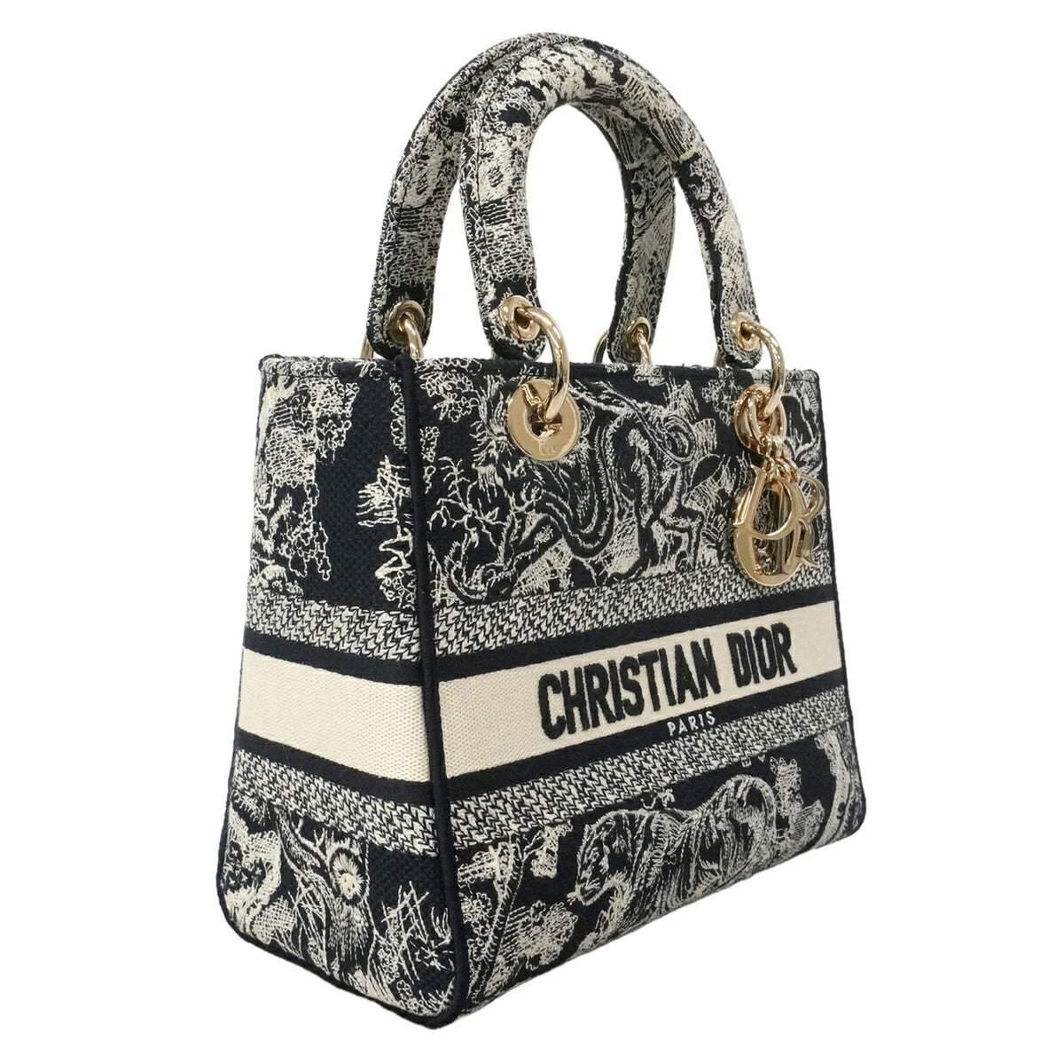 Christian Dior Navy White Canvas Handbag (Pre-Owned)