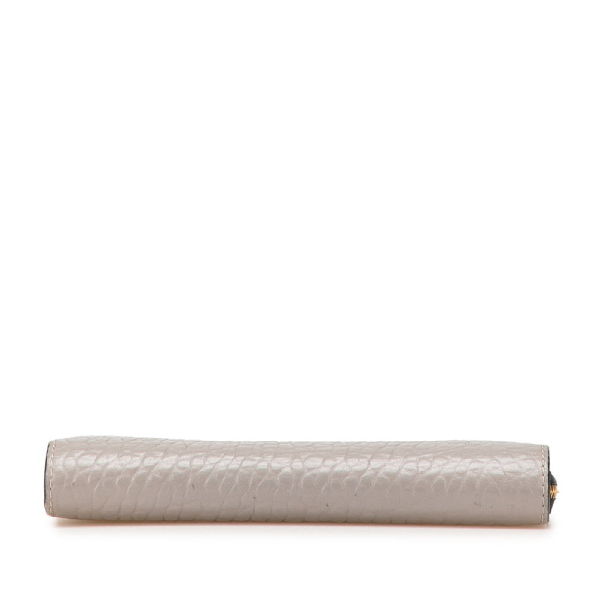 Burberry Gray Leather Long Wallet (Bi-Fold) (Pre-Owned)