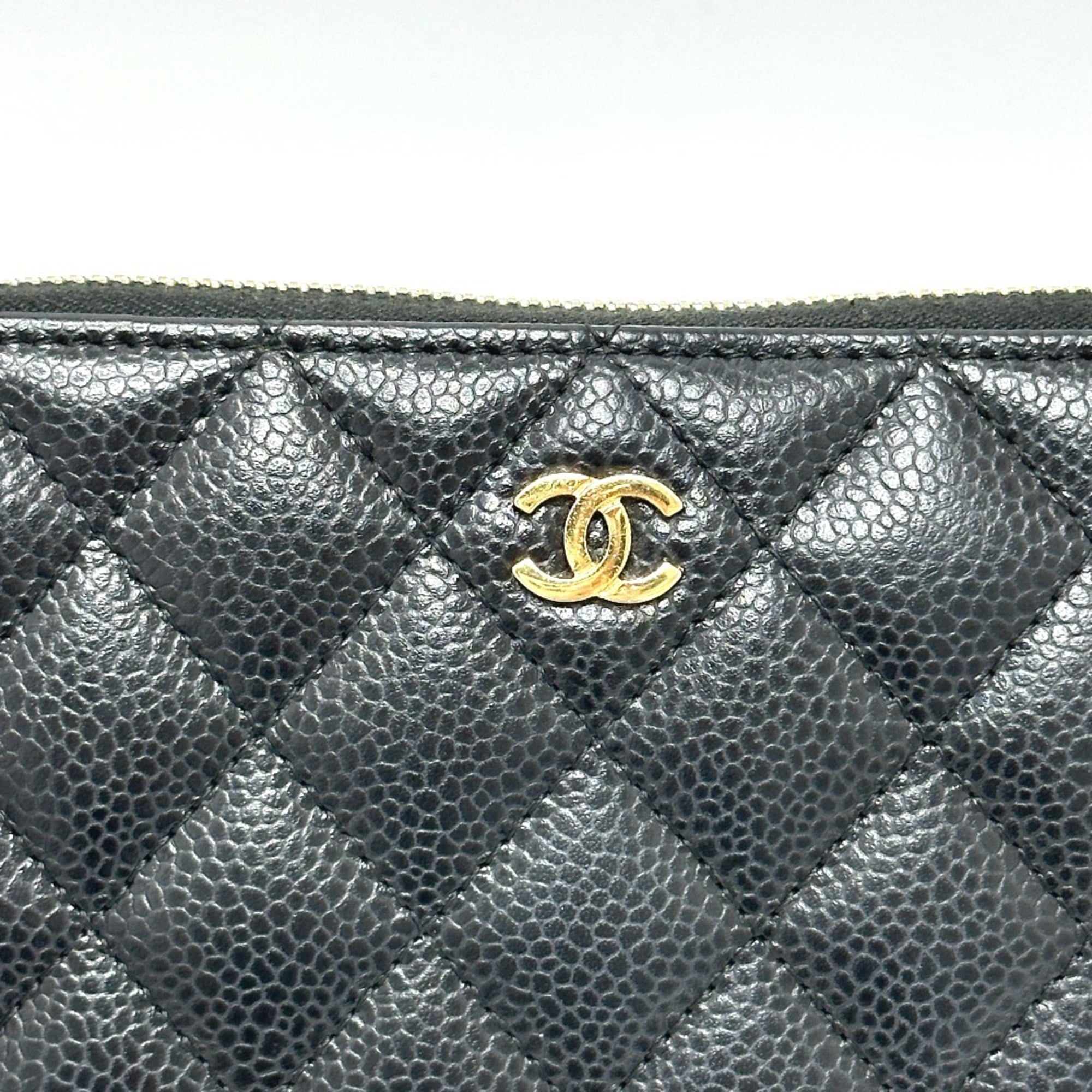 Chanel Black Grained Calfskin Long Wallet (Bi-Fold) (Pre-Owned)