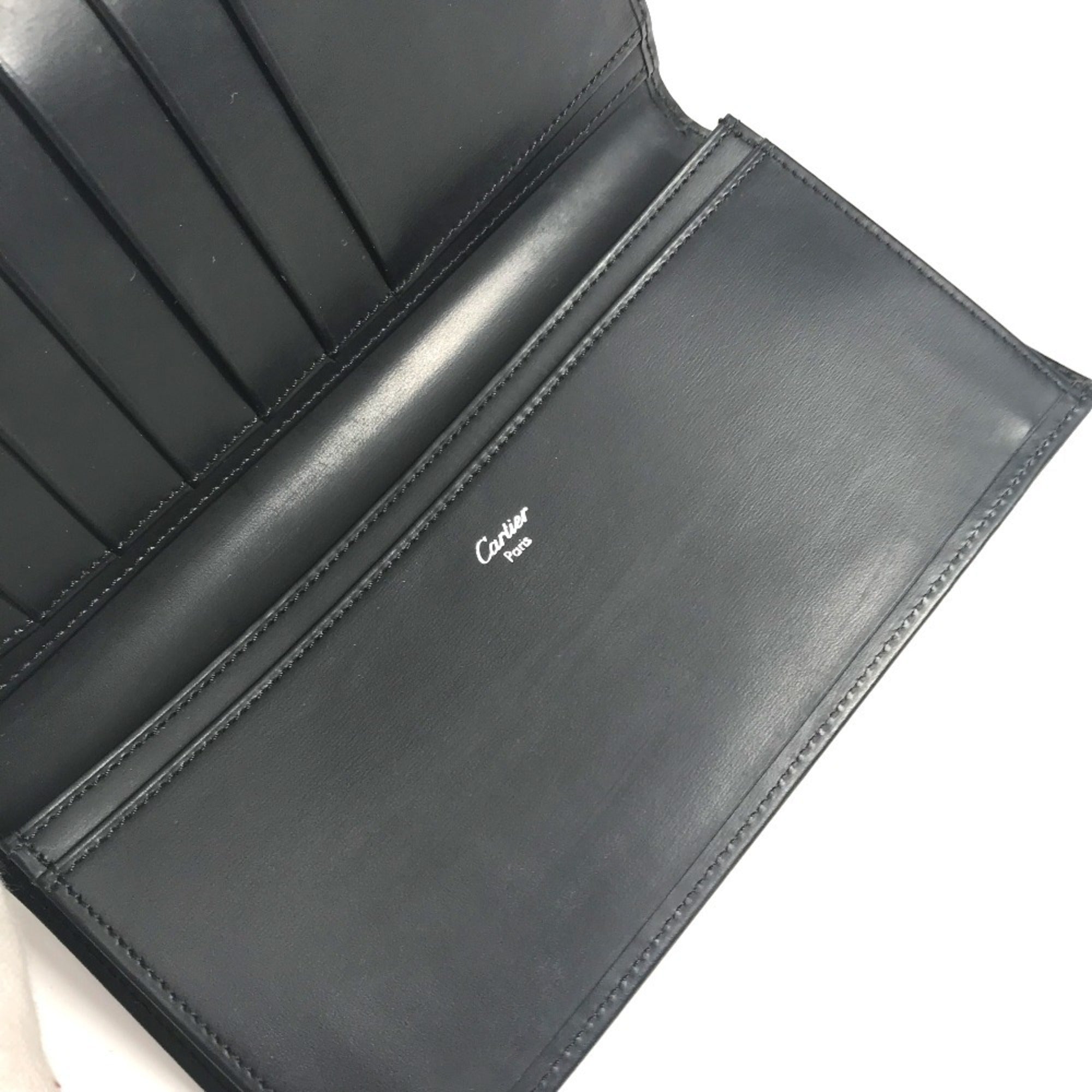 Cartier Black Leather Long Wallet (Bi-Fold) (Pre-Owned)