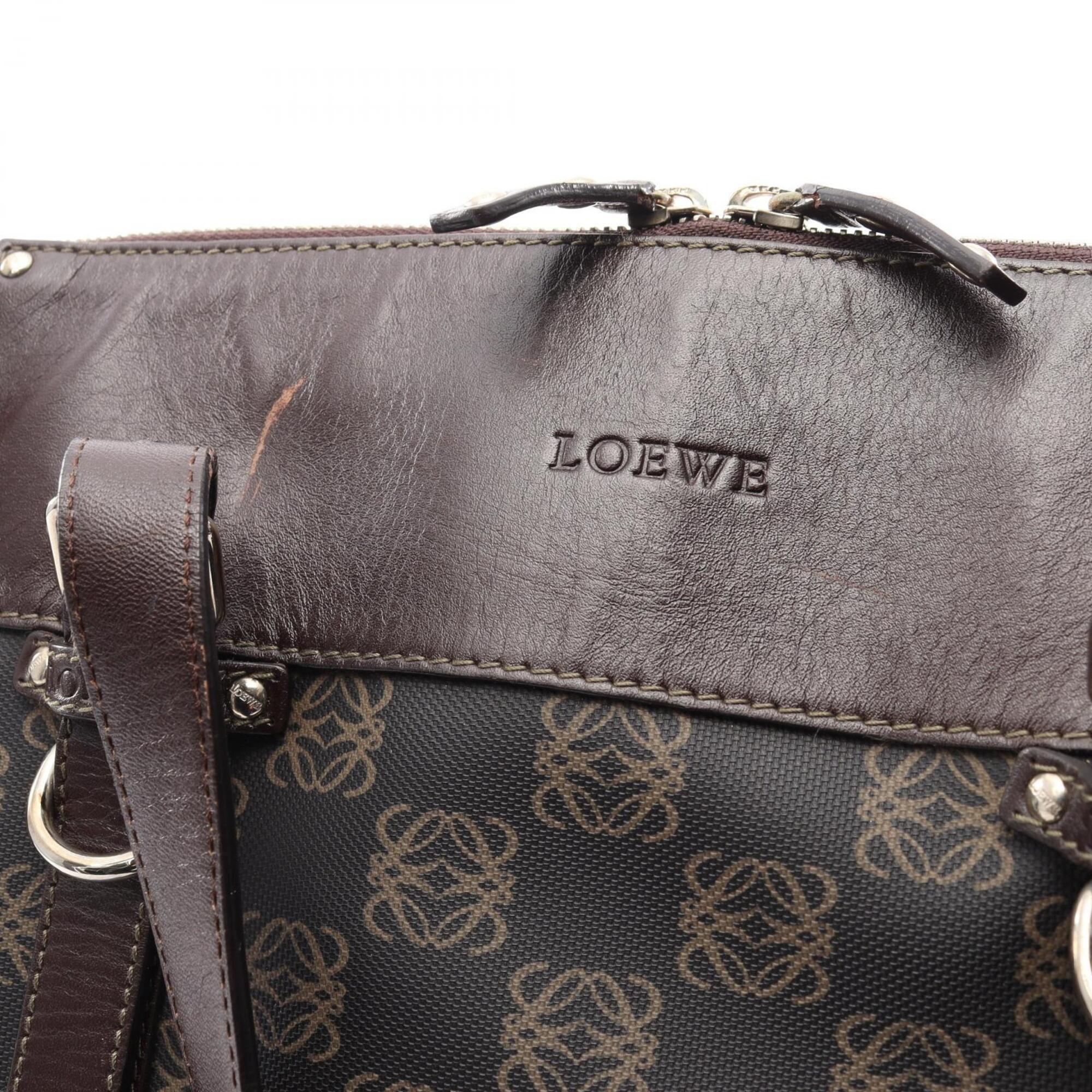 Loewe Brown Leather Coated Canvas Handbag Tote Bag (Pre-Owned)