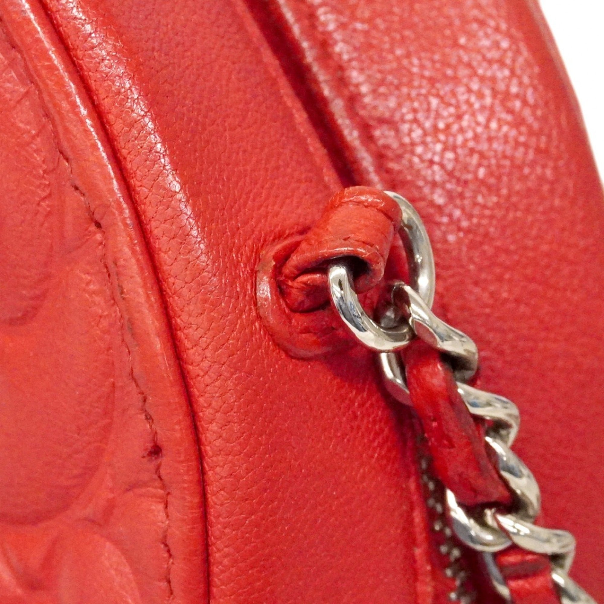 Chanel Red Color Leather Shoulder Bag (Pre-Owned)