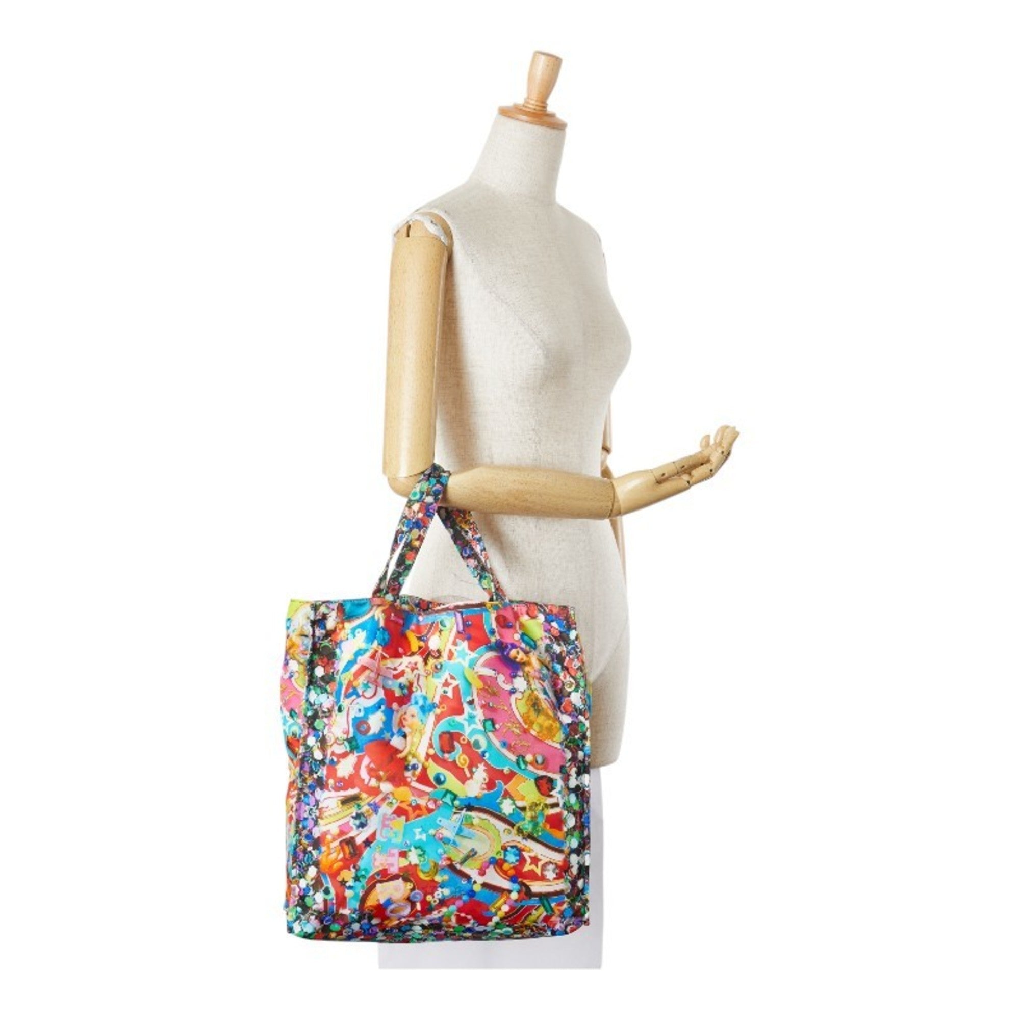 Etro Blue Multi-Color Red Color Nylon Tote Bag (Pre-Owned)