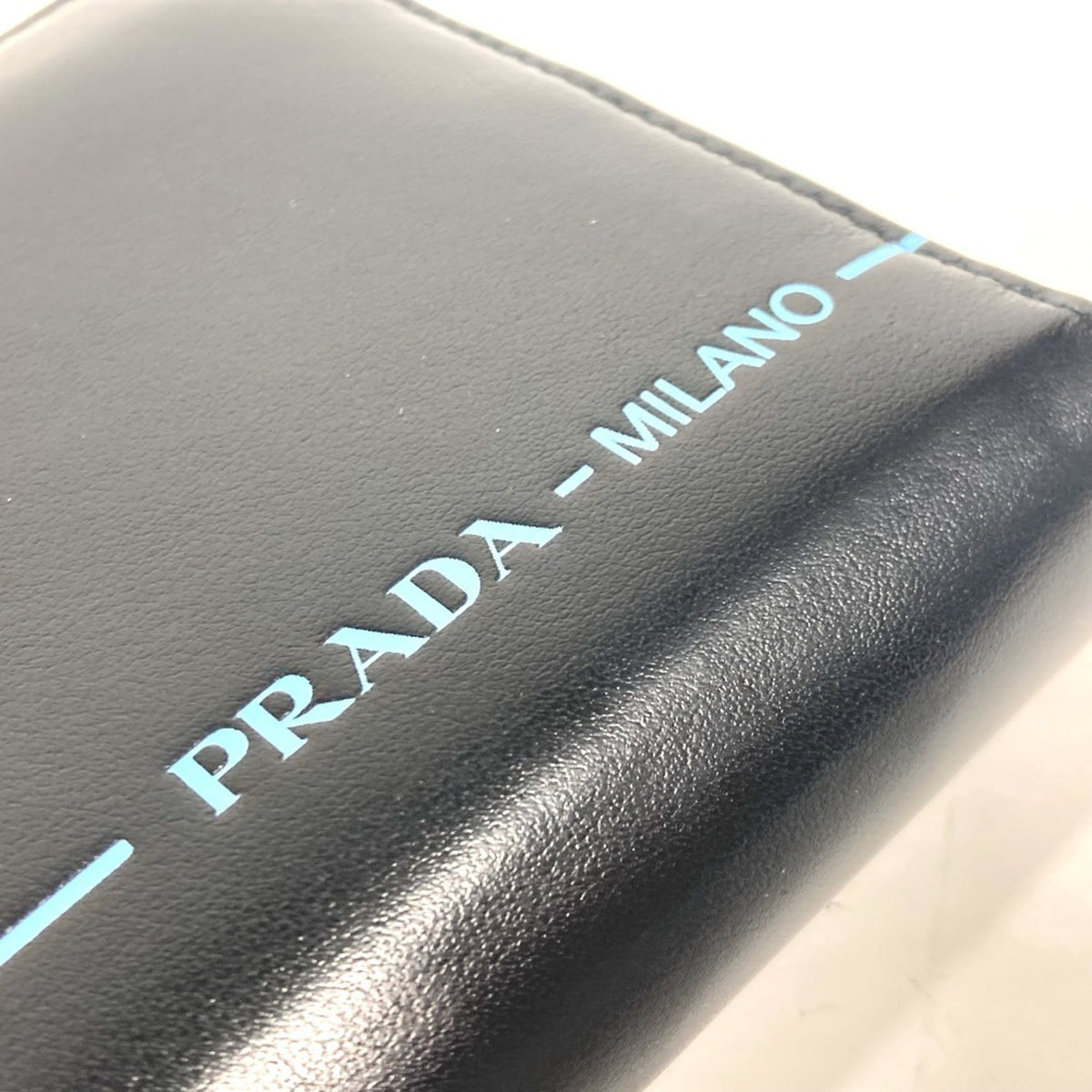 Prada Black Blue Leather Long Wallet (Bi-Fold) (Pre-Owned)