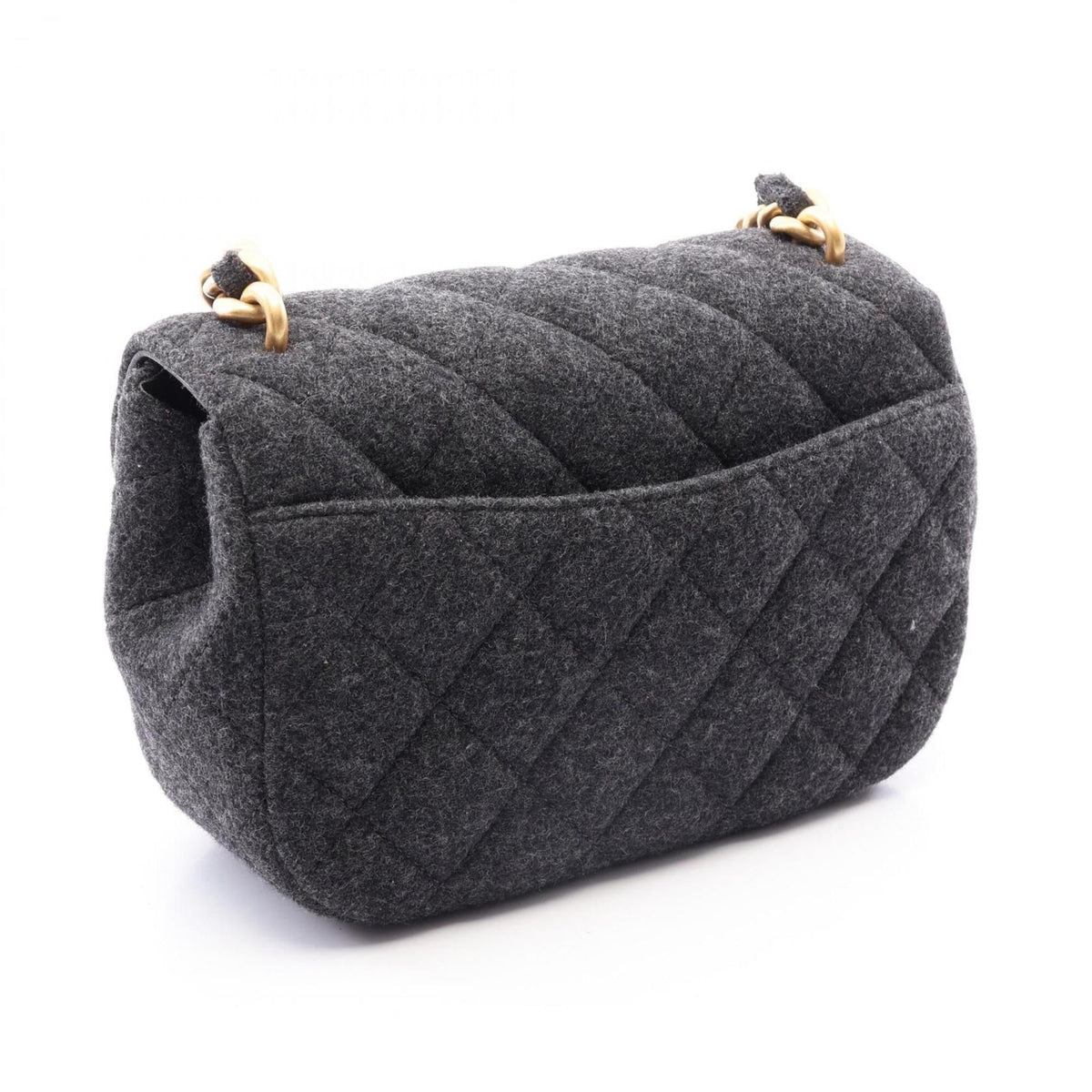 Chanel Gray Felt Handbag Shoulder Bag (Pre-Owned)