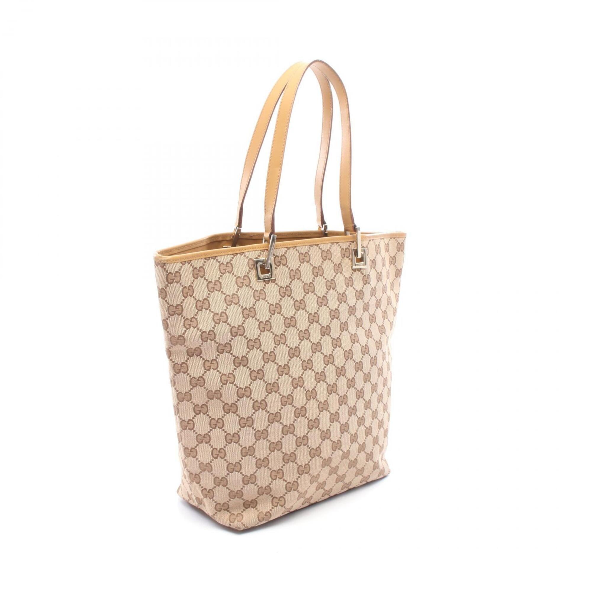 Gucci Gg Canvas Beige Brown Gg Canvas Handbag Tote Bag (Pre-Owned)