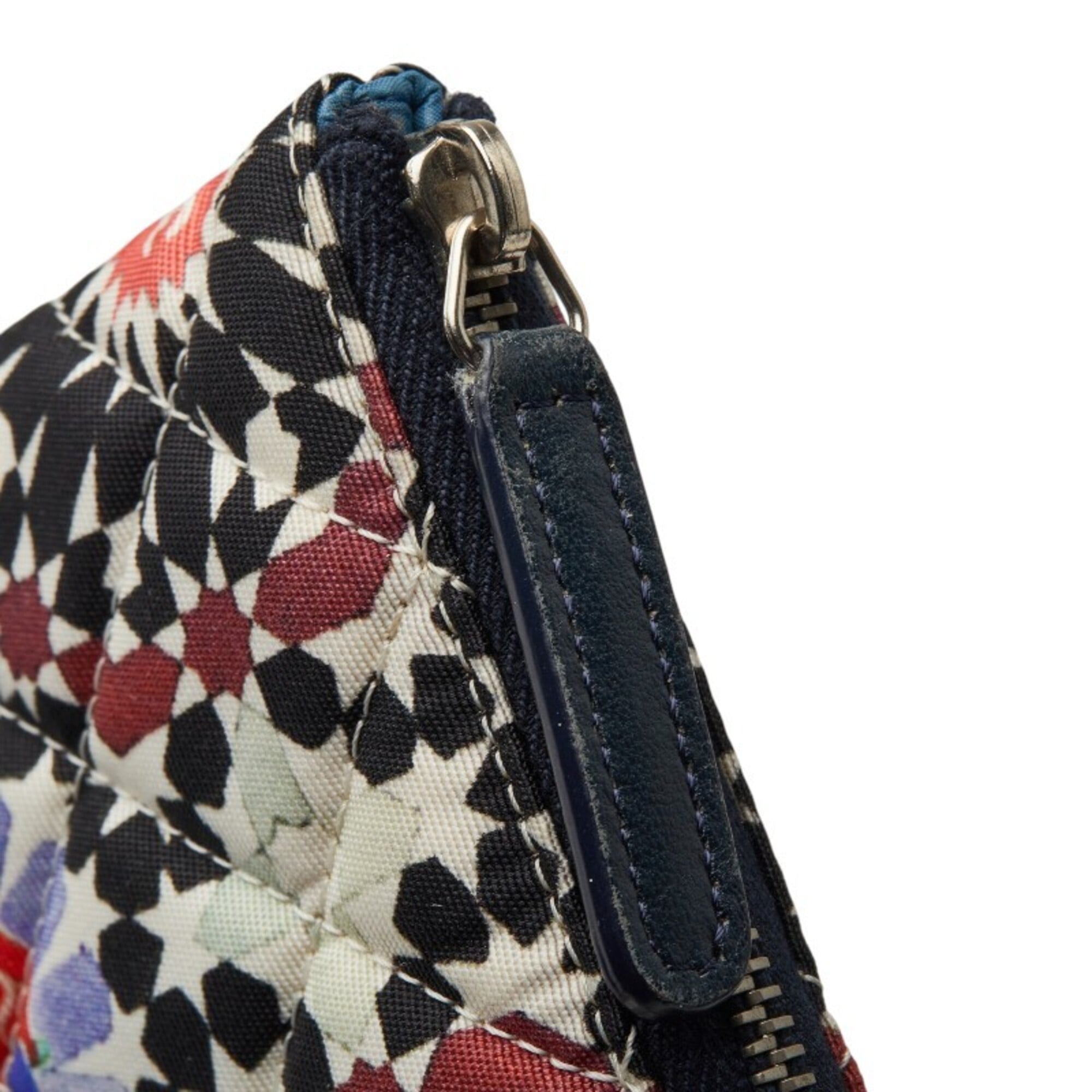Chanel Multi-Color Canvas Leather Clutch Bag Handbag (Pre-Owned)
