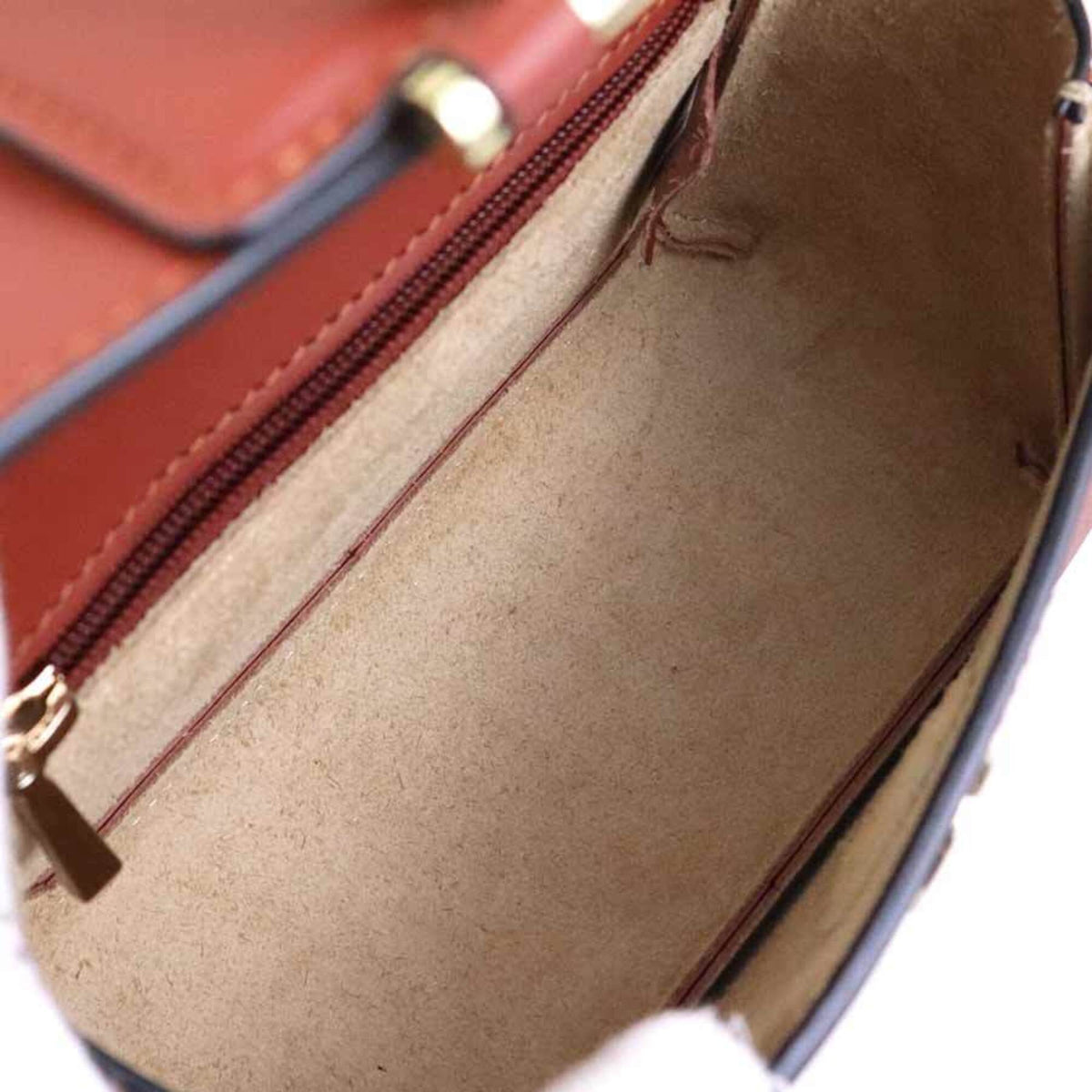 Longchamp Red Brown Leather Shoulder Bag (Pre-Owned)