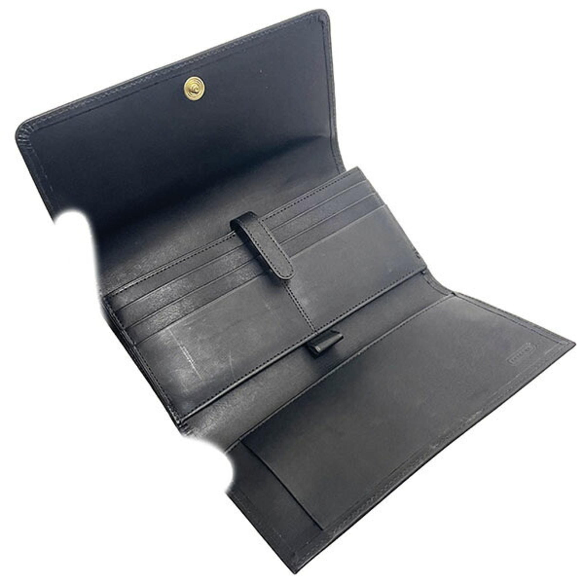 Coach Black Leather Long Wallet (Tri-Fold) (Pre-Owned)