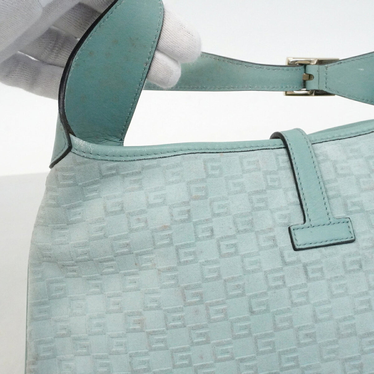 Gucci Light Green Suede Shoulder Bag (Pre-Owned)