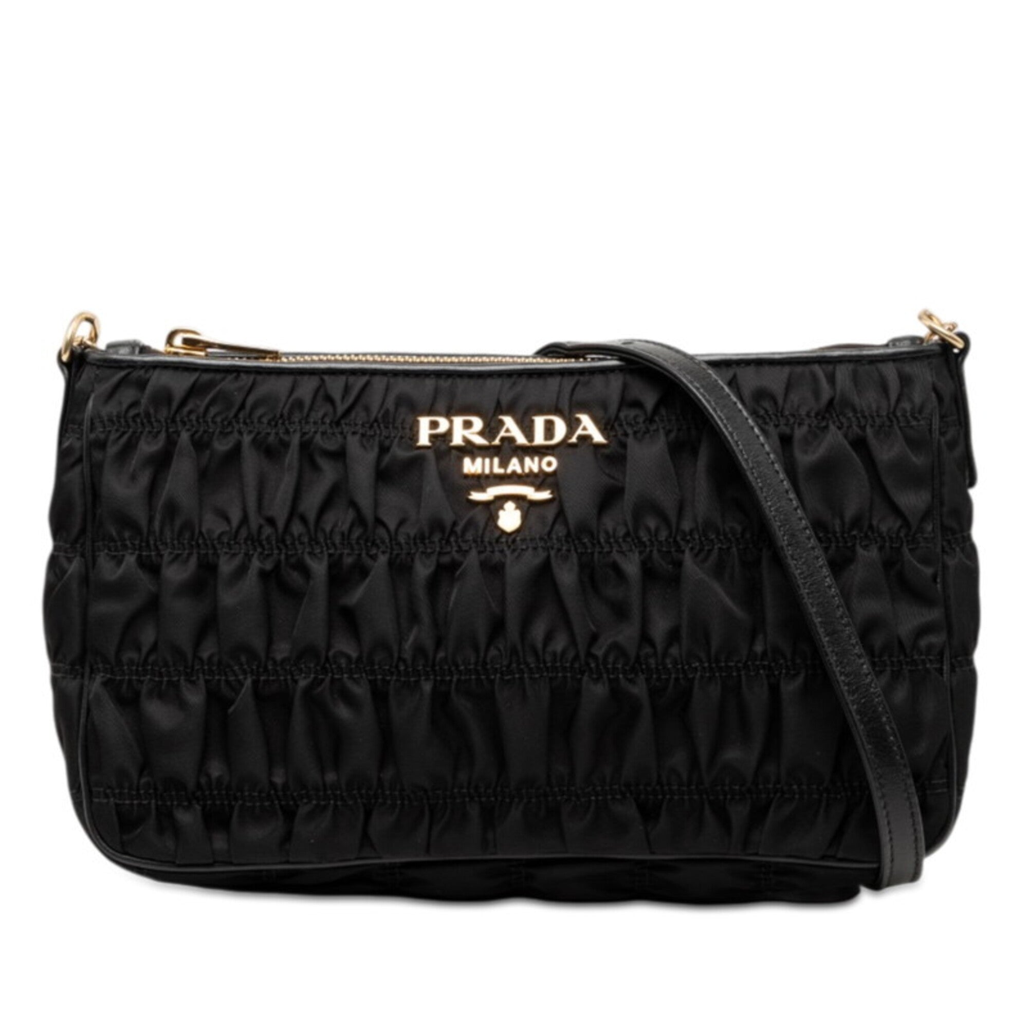 Prada Black Nylon Leather Shoulder Bag (Pre-Owned)