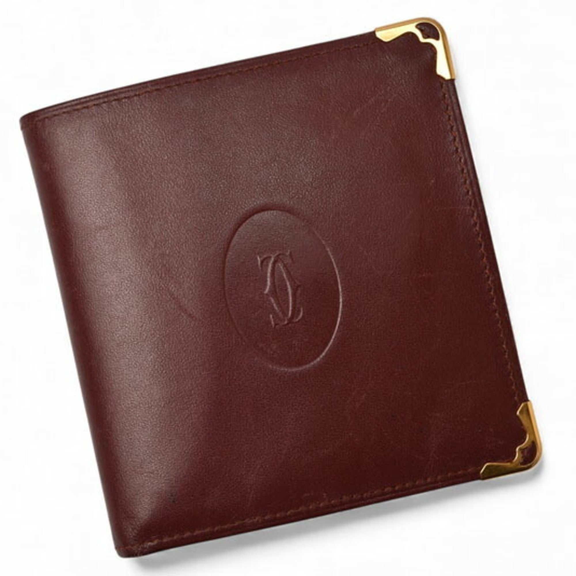 Cartier Bordeaux Leather Wallet (Bi-Fold) (Pre-Owned)