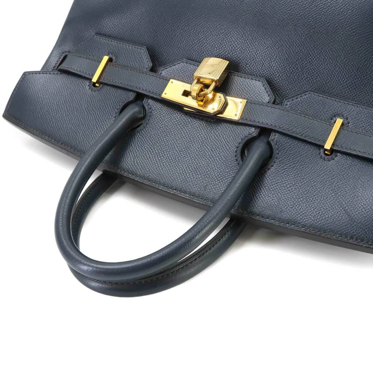 Hermes Haute A Courroies Blue Indigo Courchevel Leather Handbag (Pre-Owned)