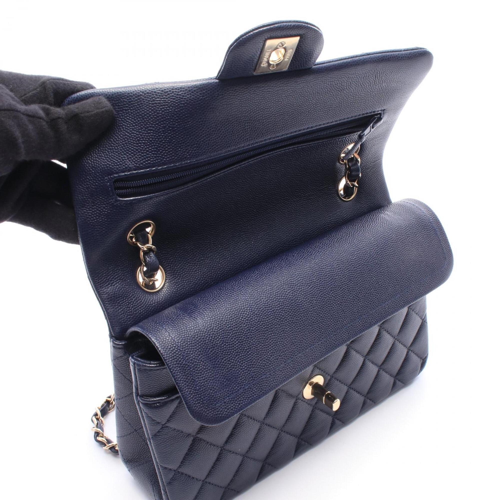 Chanel Navy Grained Calfskin Handbag Shoulder Bag (Pre-Owned)