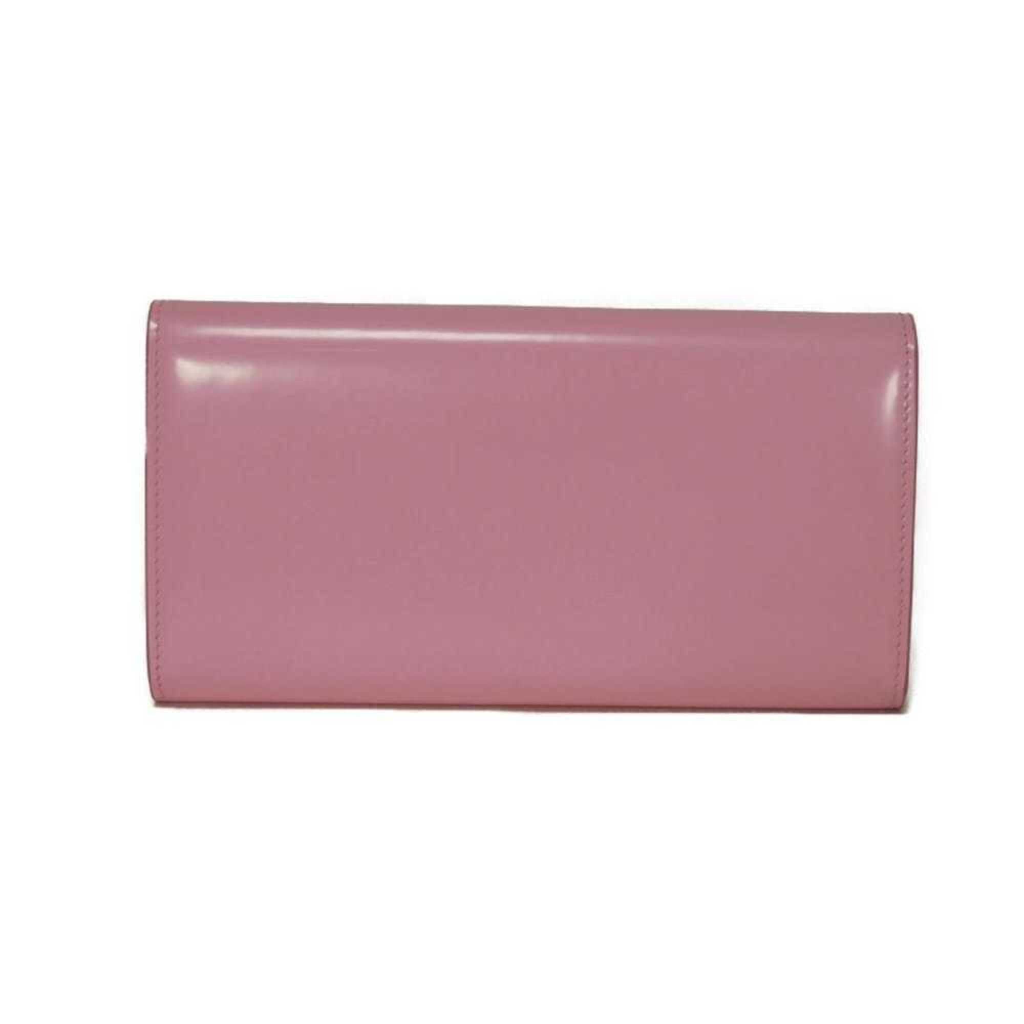 Salvatore Ferragamo Pink Leather Long Wallet (Tri-Fold) (Pre-Owned)