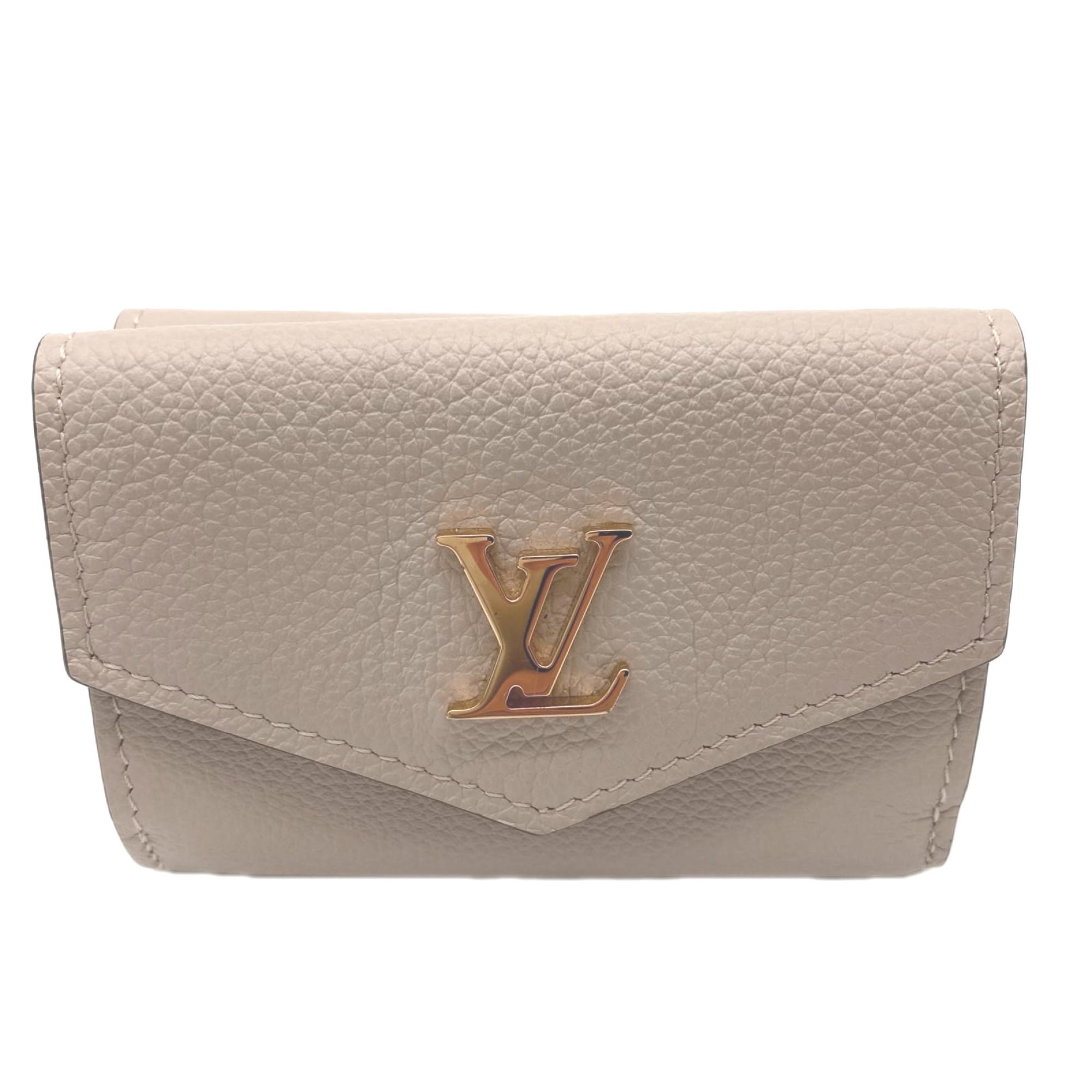 Louis Vuitton Taurillon Beige Leather Wallet (Tri-Fold) (Pre-Owned)