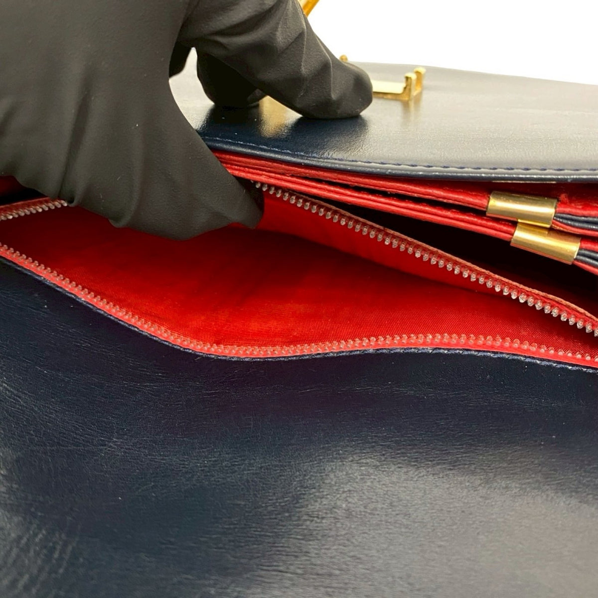 Celine Navy Leather Pochette Shoulder Bag (Pre-Owned)