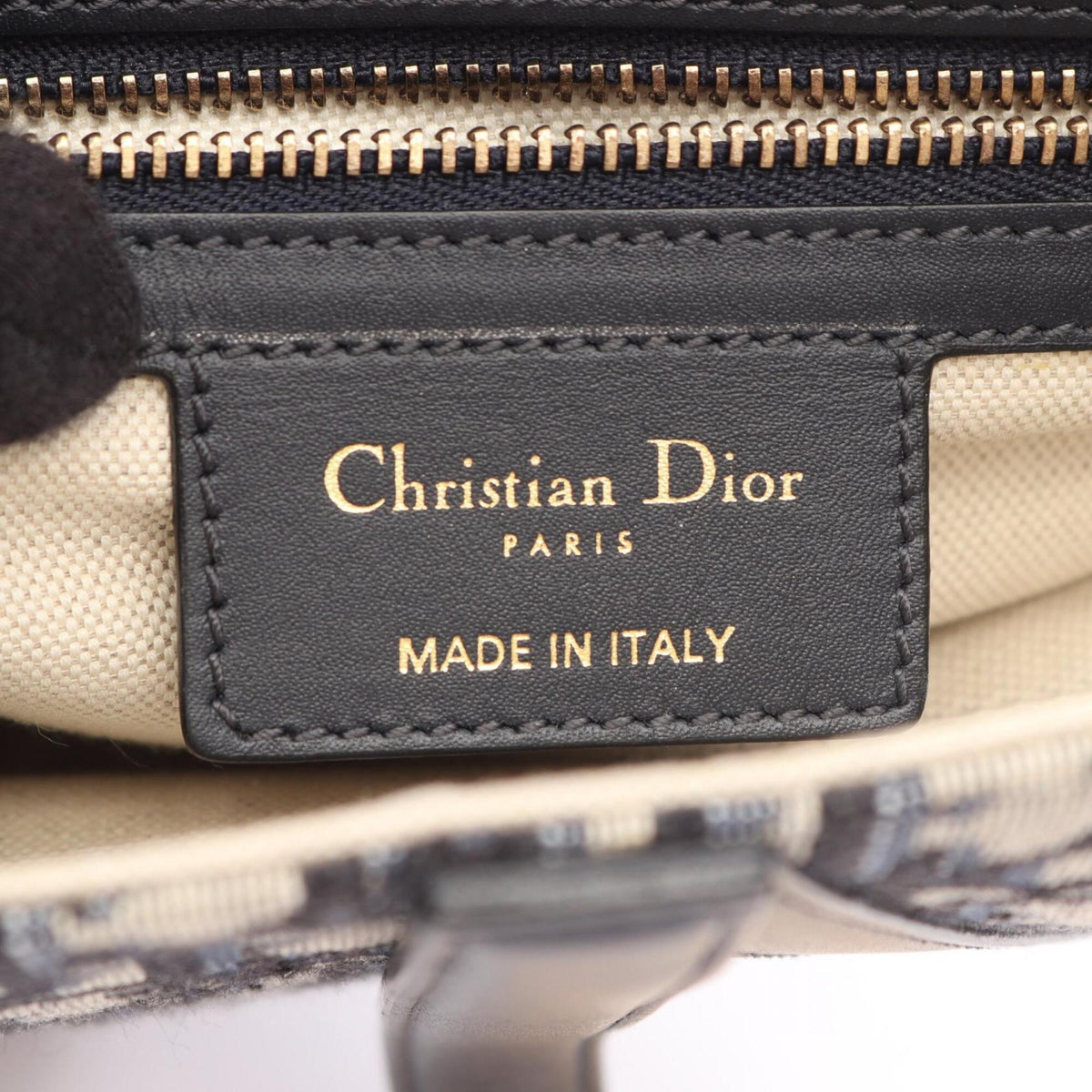 Christian Dior Beige Navy Canvas Handbag Saddle Bag (Pre-Owned)