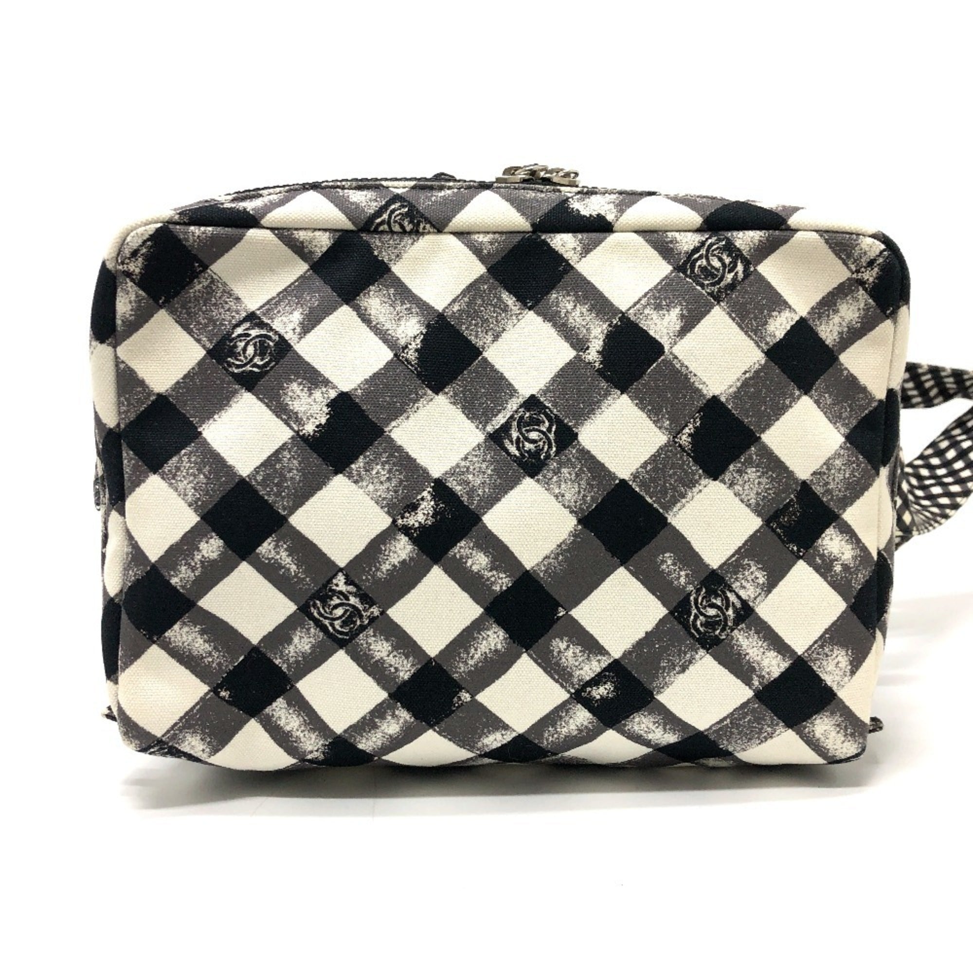 Chanel Black White Canvas Shoulder Bag (Pre-Owned)
