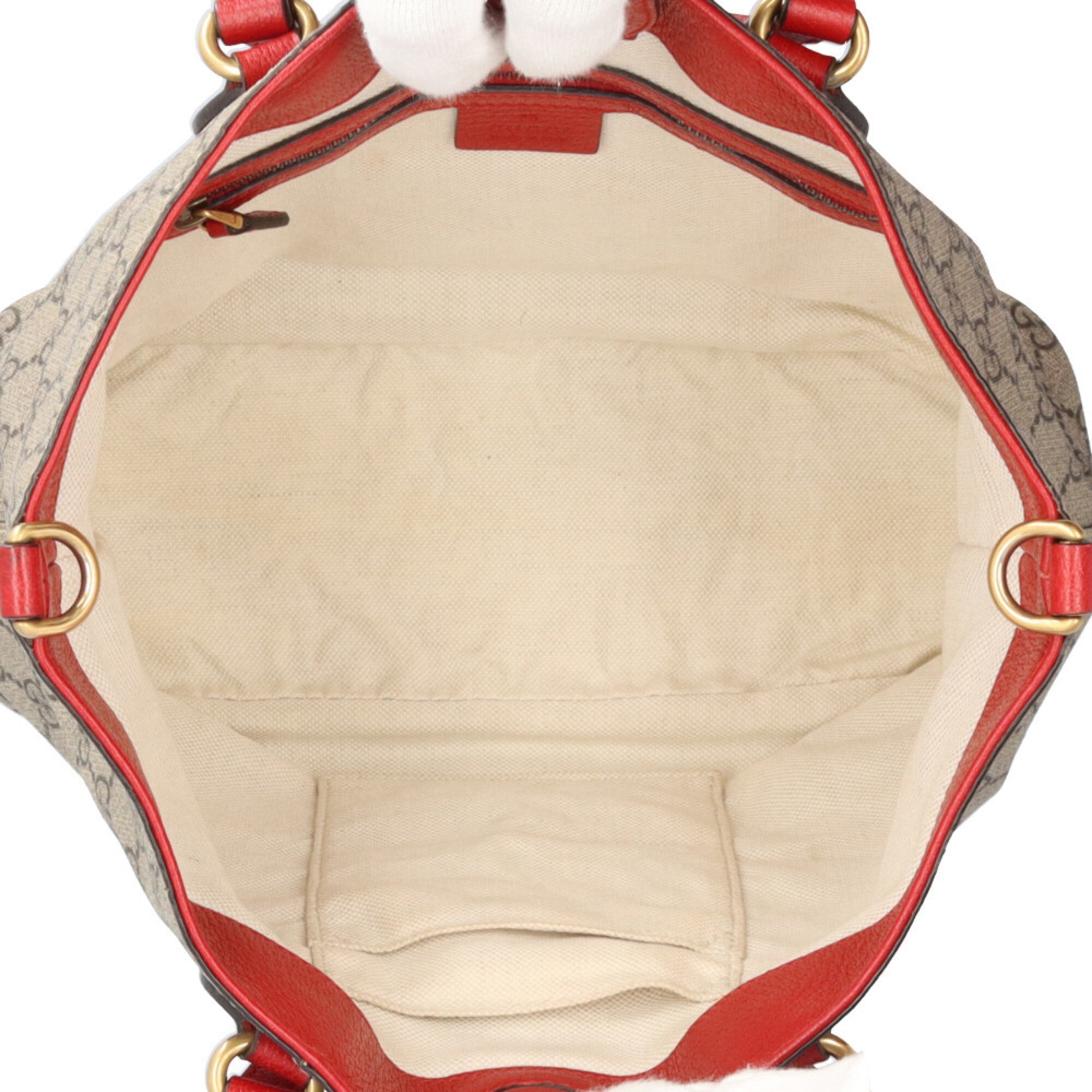 Gucci Brown Red Color Gg Supreme Canvas Shoulder Bag (Pre-Owned)