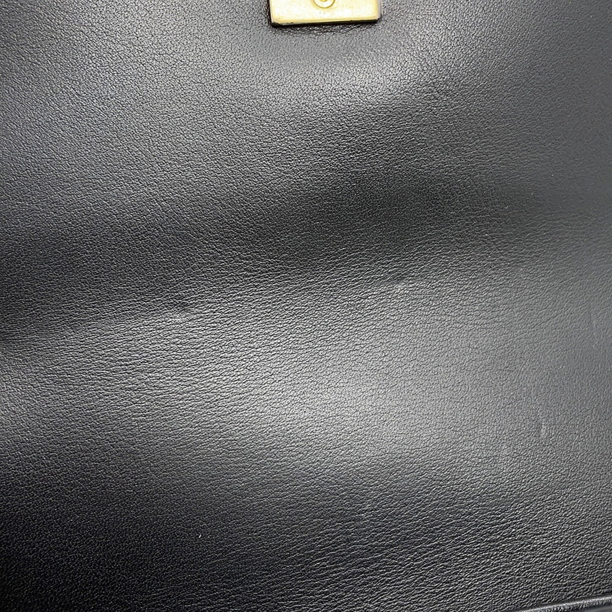 Chanel Black Leather Handbag Shoulder Bag (Pre-Owned)