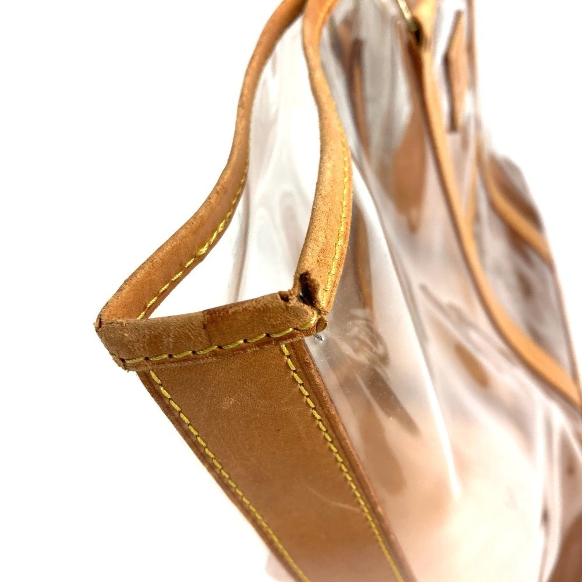 Louis Vuitton Beige Clear Vinyl Leather Shoulder Bag Tote Bag (Pre-Owned)