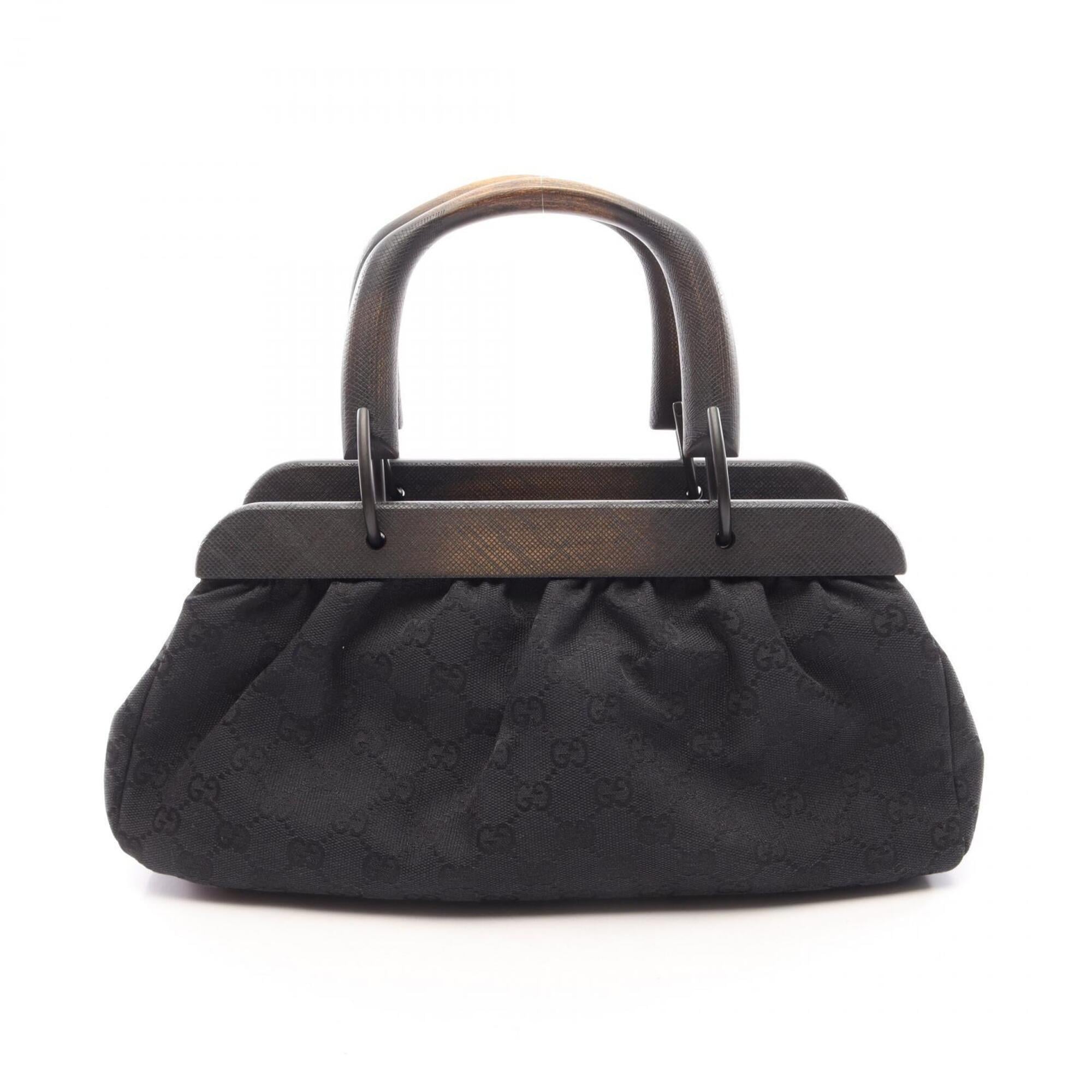 Gucci Black Canvas Wood Handbag (Pre-Owned)