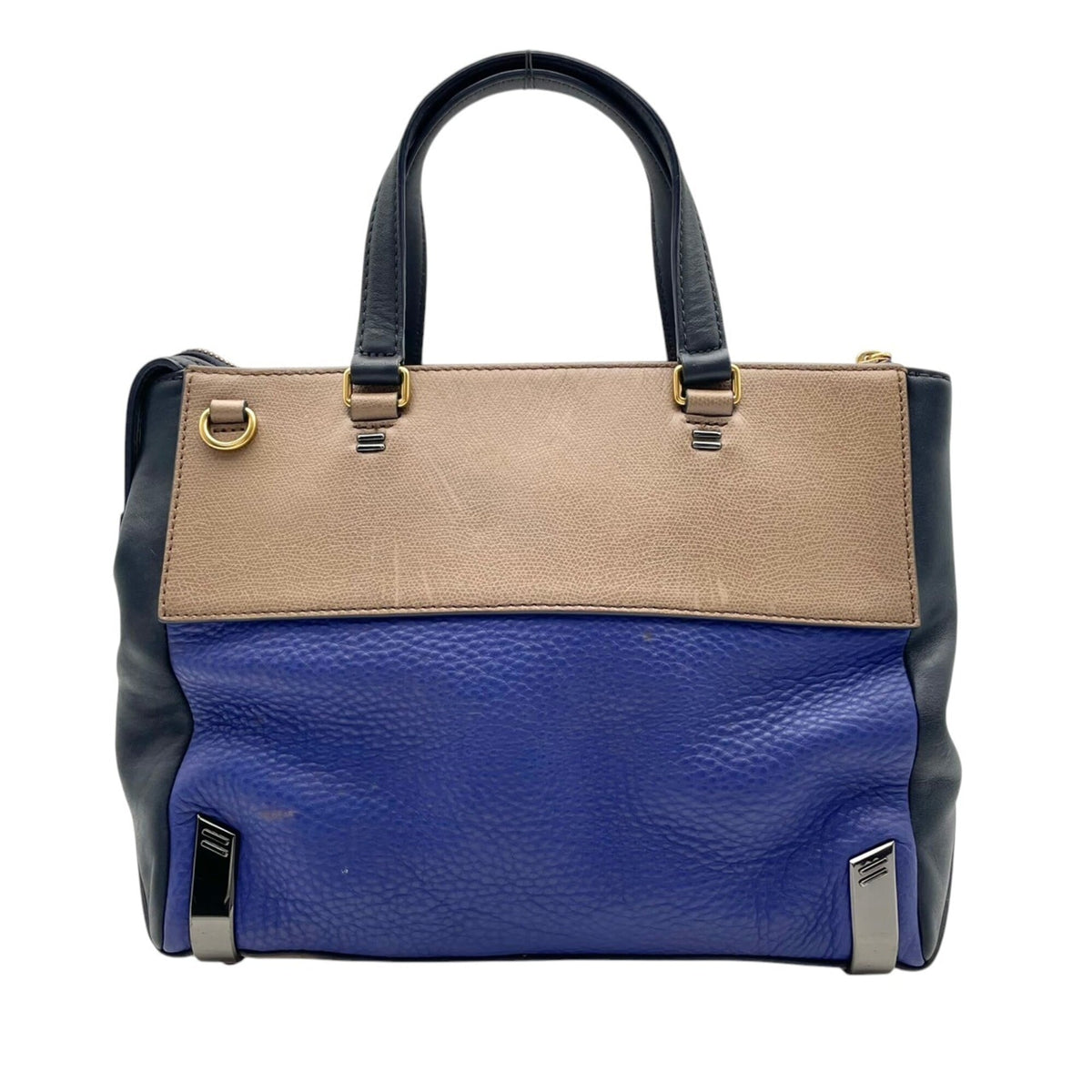 Marc By Marc Jacobs Beige Blue Leather Handbag Tote Bag (Pre-Owned)
