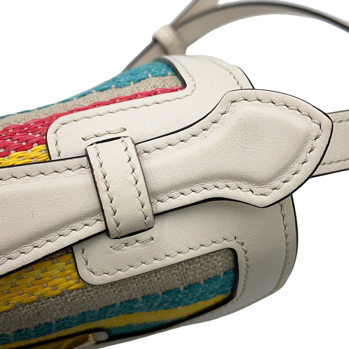 Tod's Multi-Color White Leather Canvas Shoulder Bag (Pre-Owned)