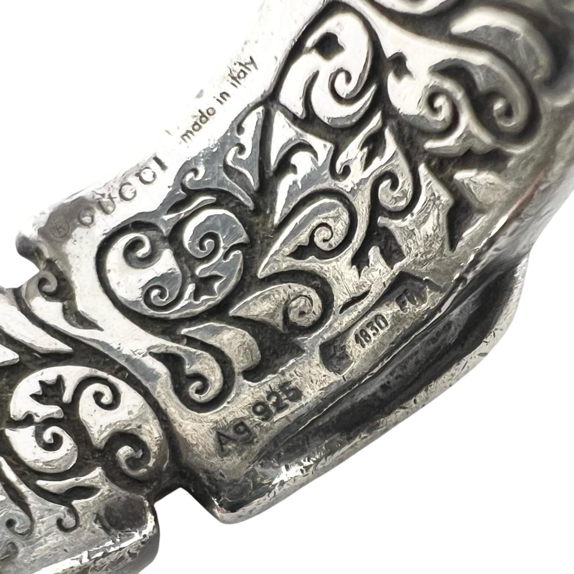 Gucci Silver Blue Enamel Sterling Silver Band Ring (Pre-Owned)