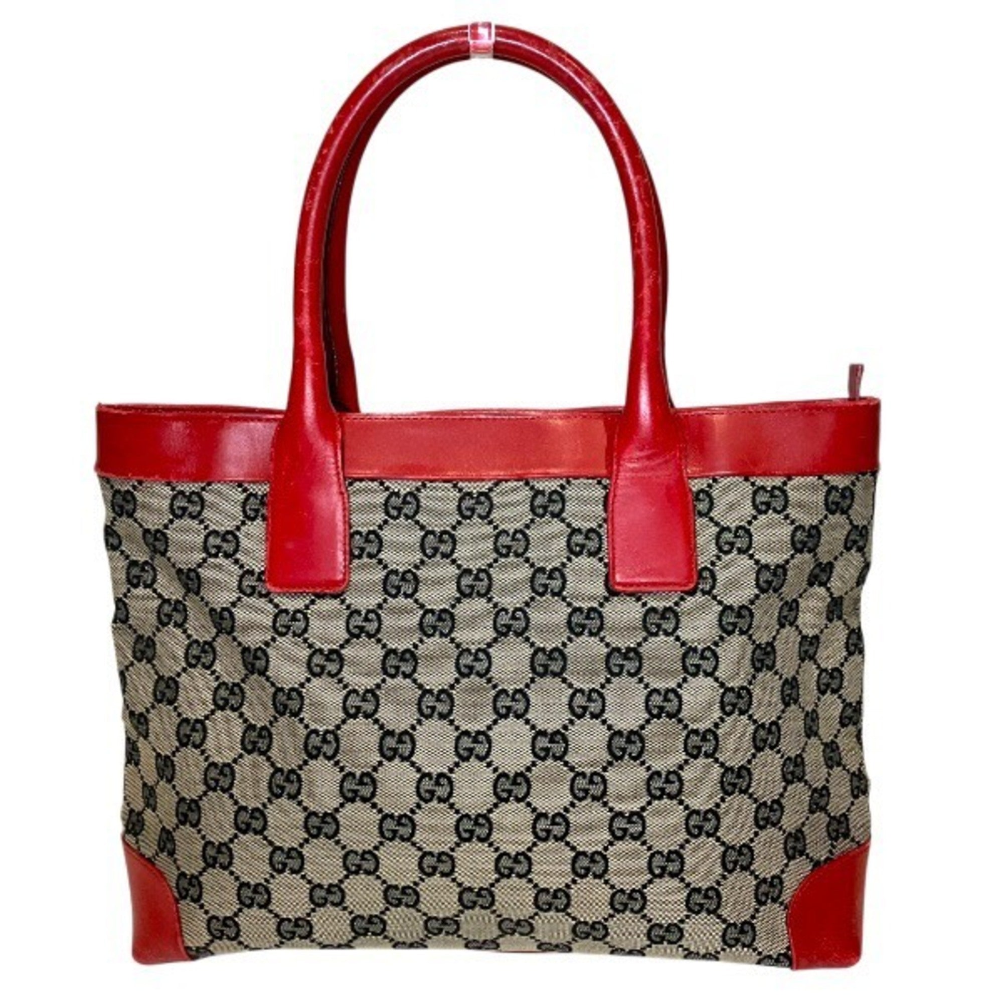 Gucci Beige Red Color Gg Canvas Handbag Tote Bag (Pre-Owned)