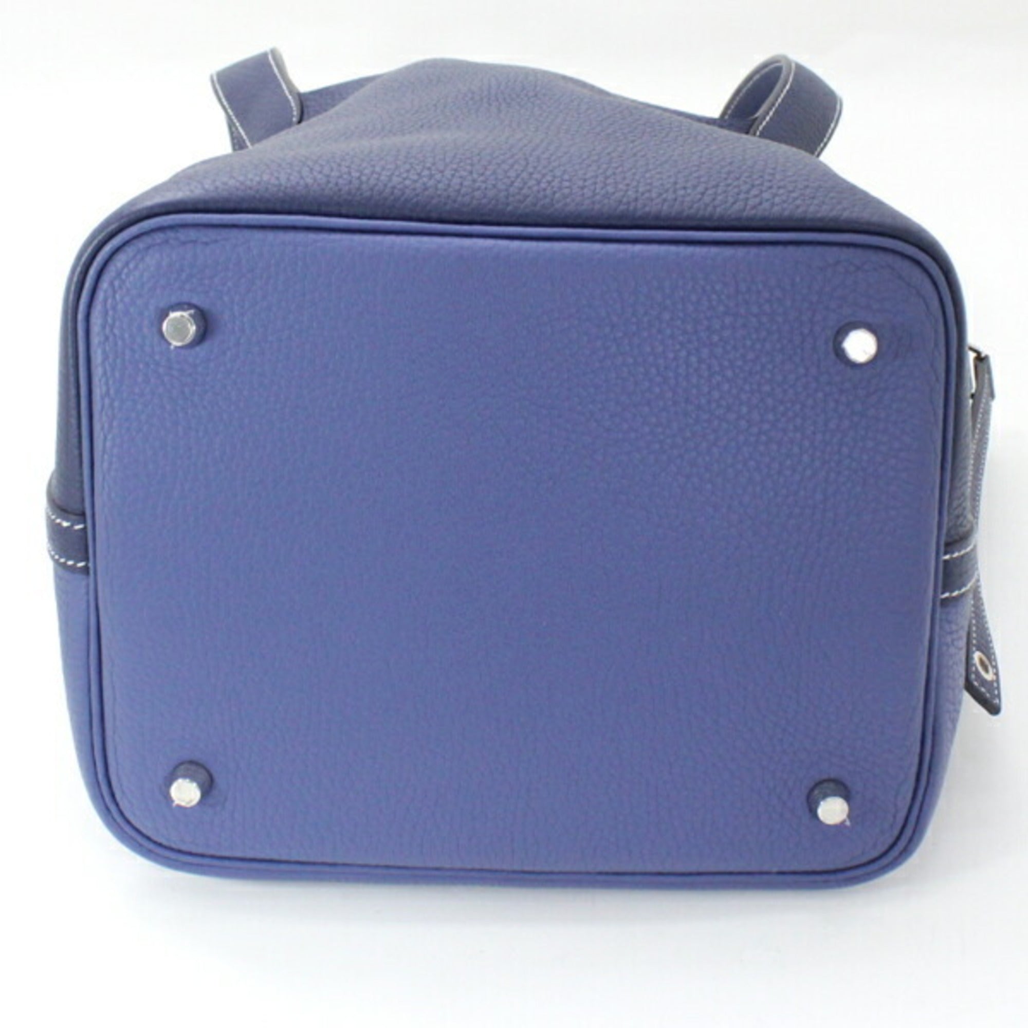 Hermes Bleu Saphir Taurillon Clemence Leather Handbag Tote Bag (Pre-Owned)