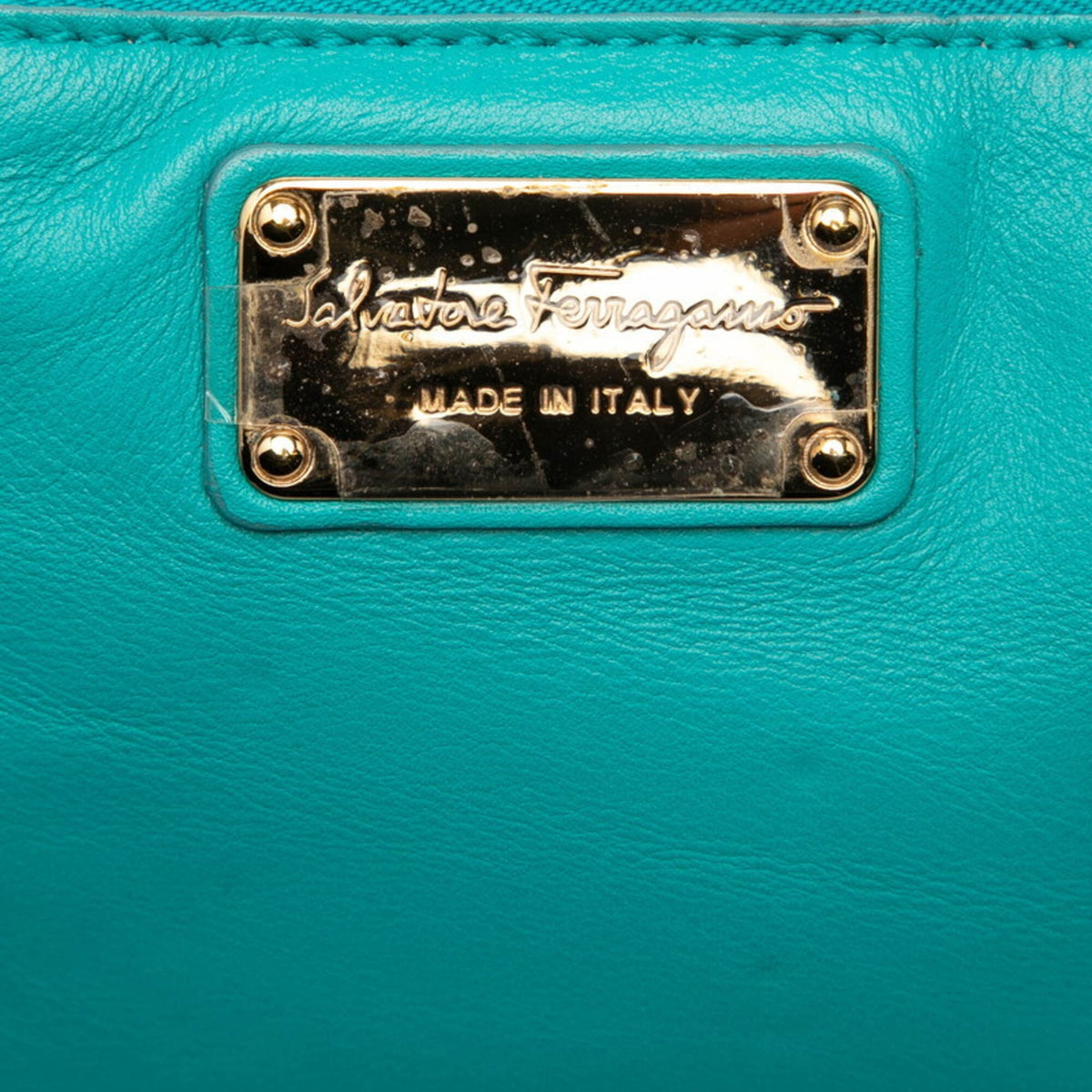 Salvatore Ferragamo Blue Leather Handbag Pouch Shoulder Bag (Pre-Owned)