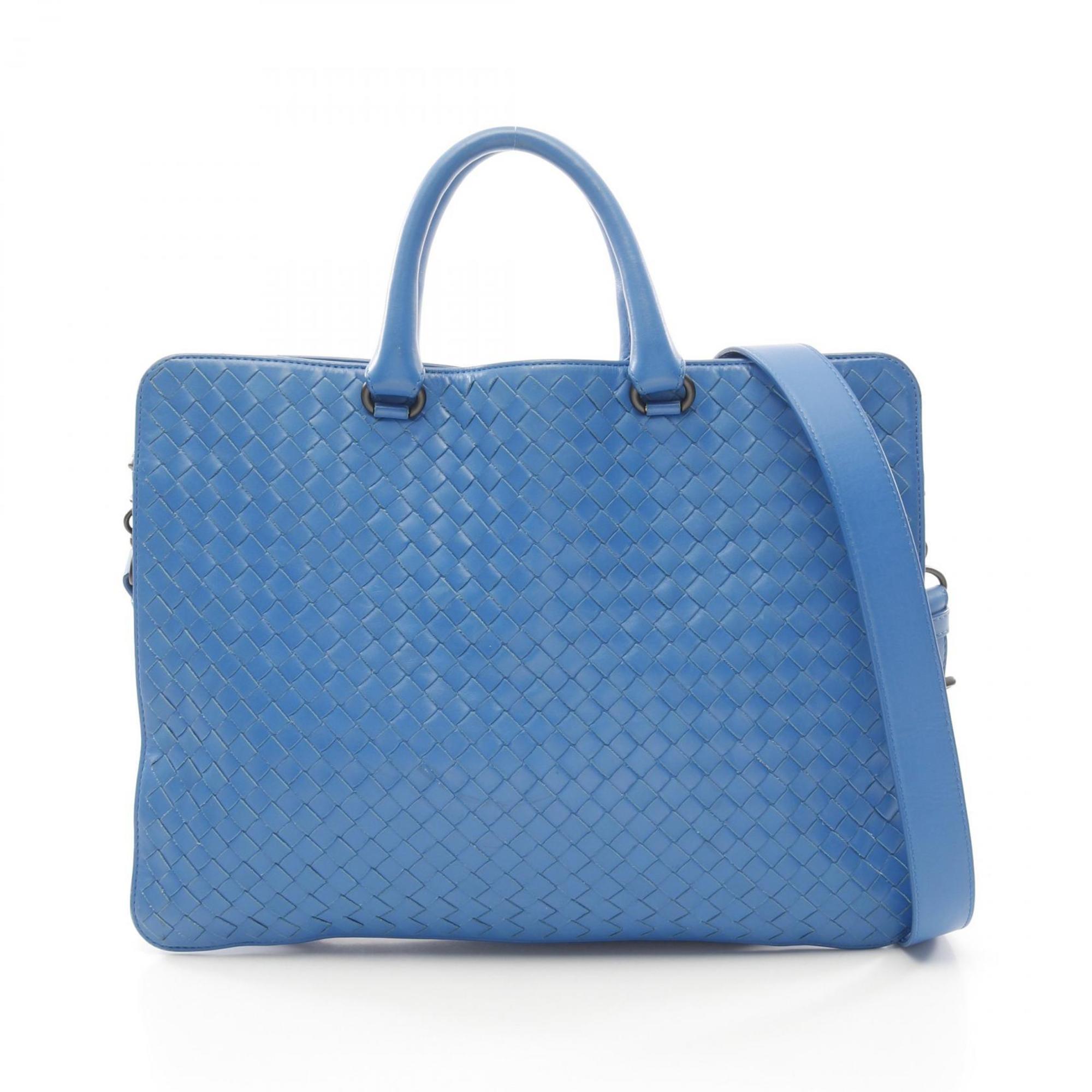 Bottega Veneta Intrecciato Blue Intrecciato Briefcase (Pre-Owned)