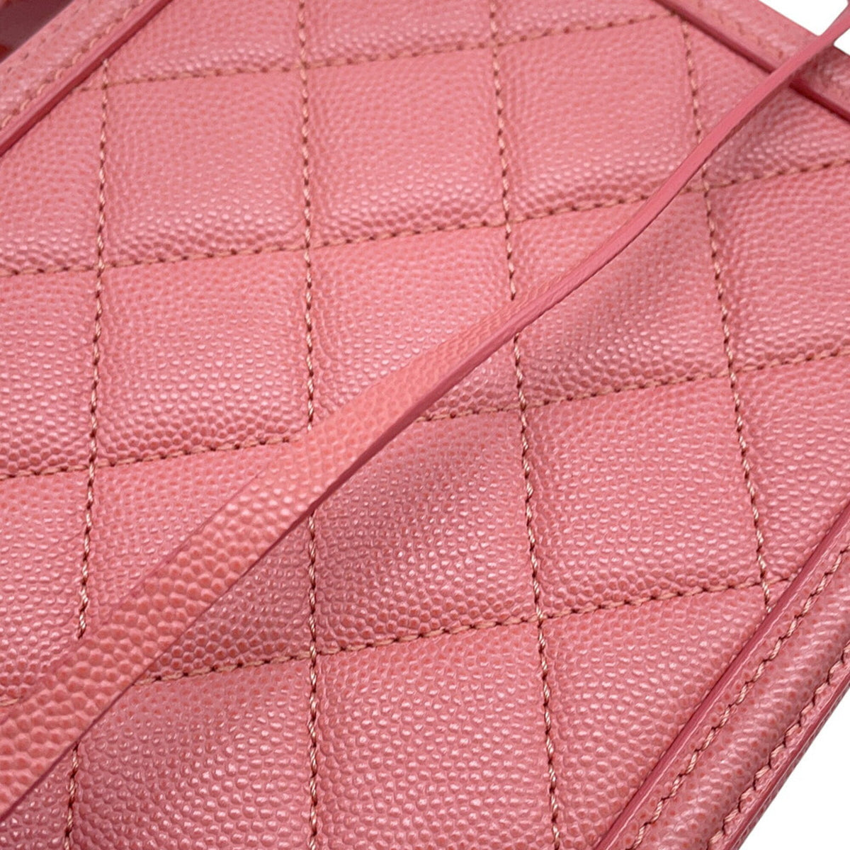 Chanel Pink Grained Calfskin Handbag Shoulder Bag Vanity Bag (Pre-Owned)