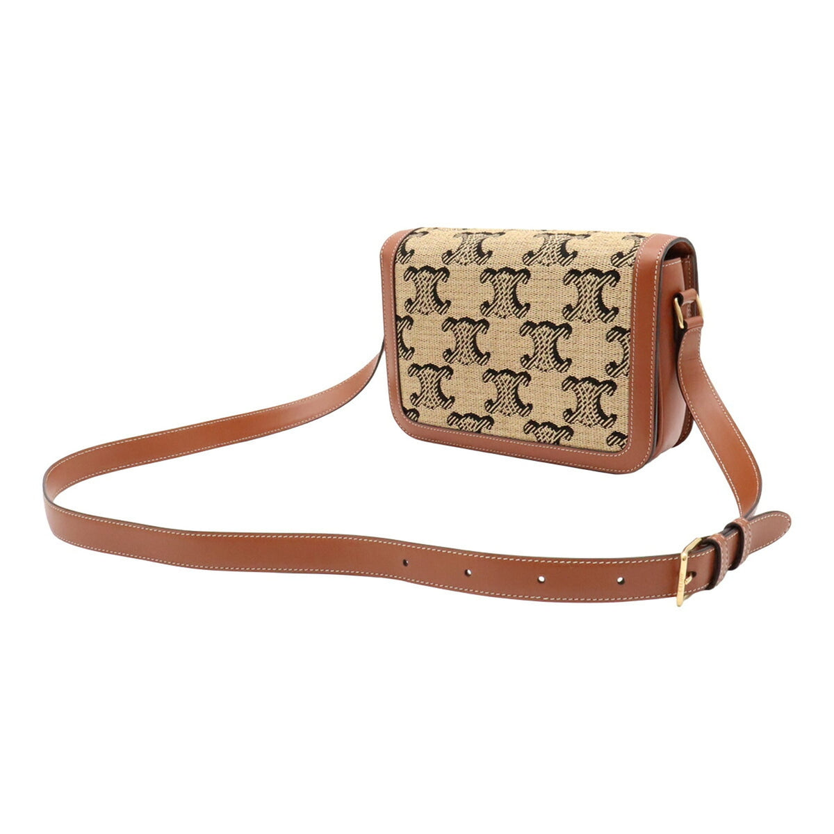 Celine Beige Brown Black Canvas Leather Handbag Pochette Shoulder Bag (Pre-Owned)