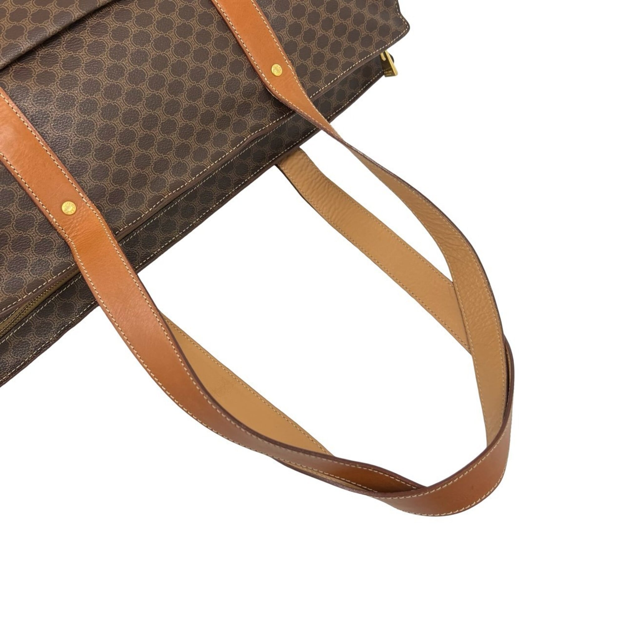 Celine Brown Pvc Leather Boston Bag Shoulder Bag Tote Bag (Pre-Owned)