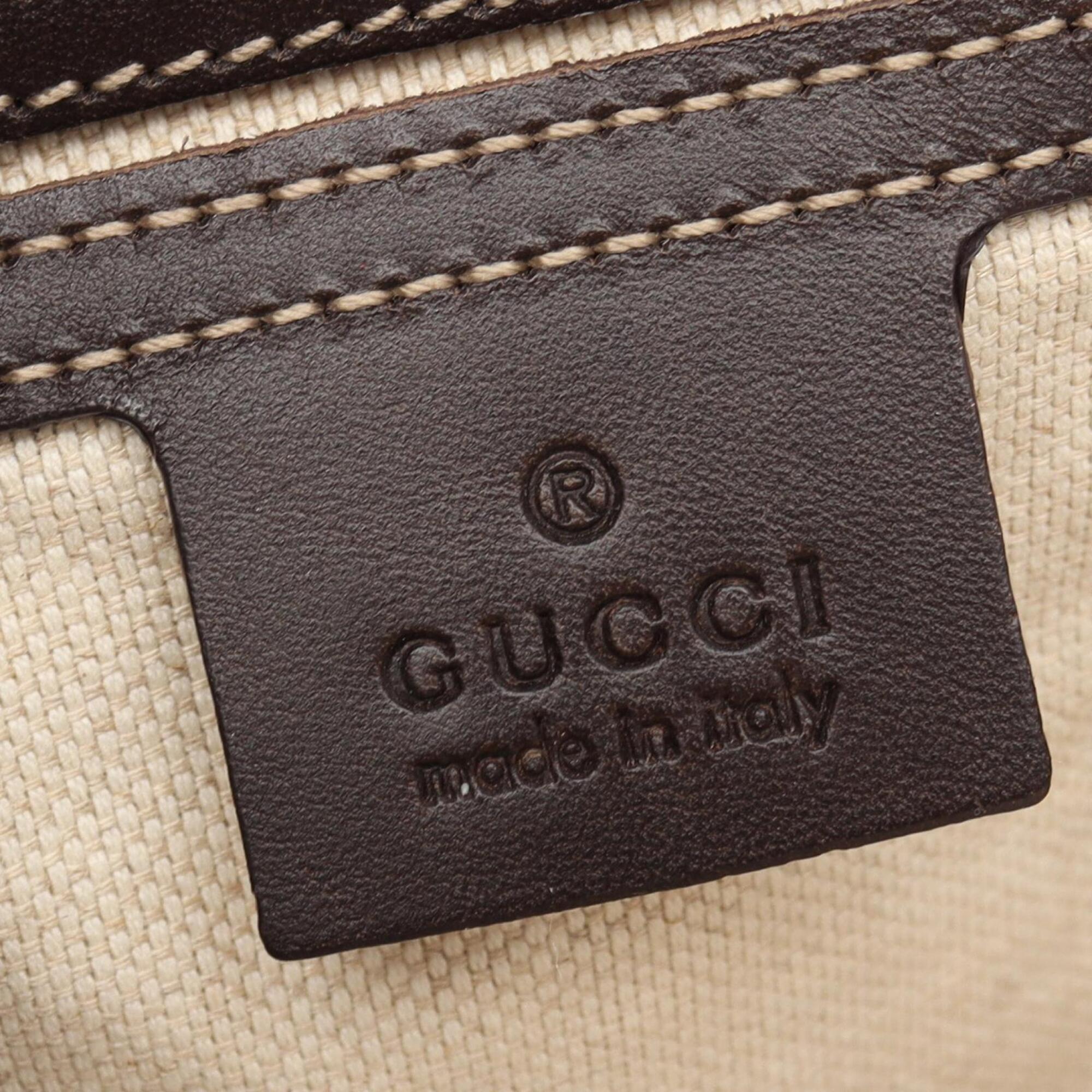 Gucci Beige Brown Coated Canvas Leather Handbag Shoulder Bag (Pre-Owned)