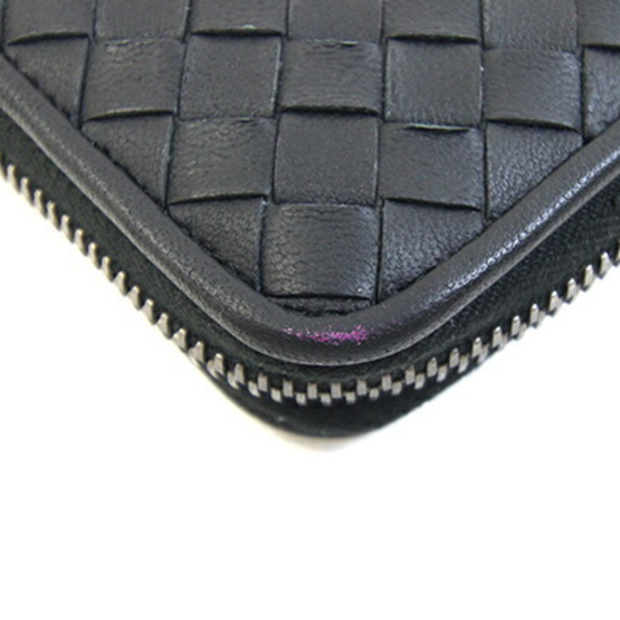 Bottega Veneta Intrecciato Black Leather Coin Purse/Coin Case (Pre-Owned)