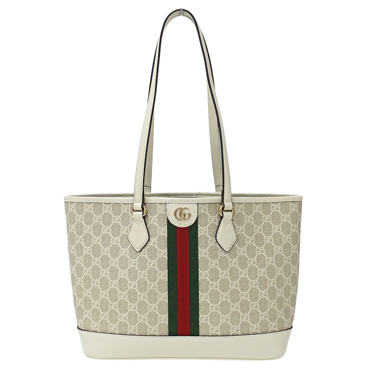 Gucci Beige White Gg Supreme Canvas Handbag Tote Bag (Pre-Owned)