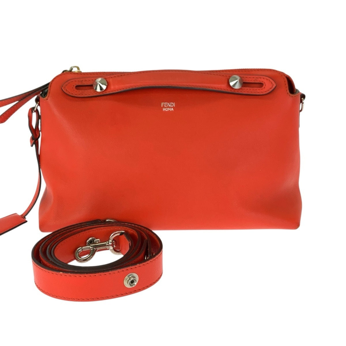 Fendi Orange Leather Handbag Shoulder Bag (Pre-Owned)