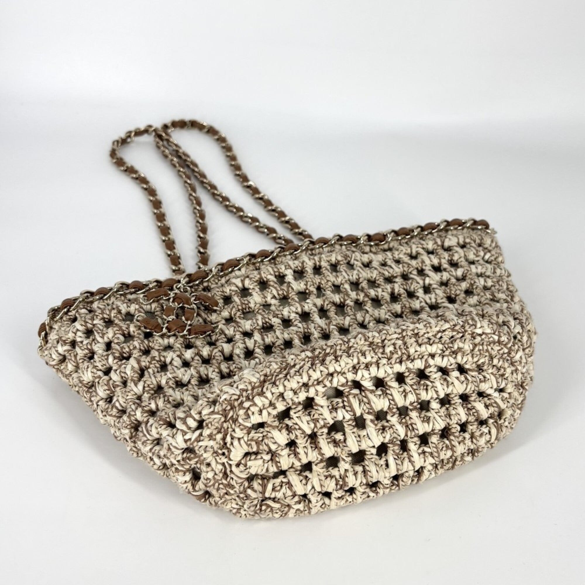 Chanel Beige Brown Shopping Bag Shoulder Bag Tote Bag (Pre-Owned)