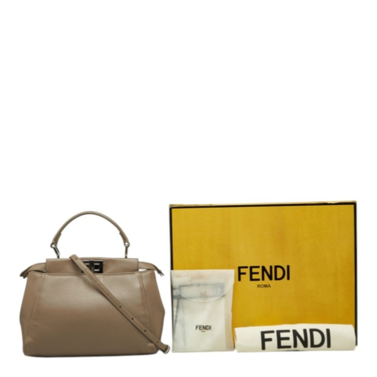 Fendi Selleria Grayish Leather Handbag Shoulder Bag (Pre-Owned)