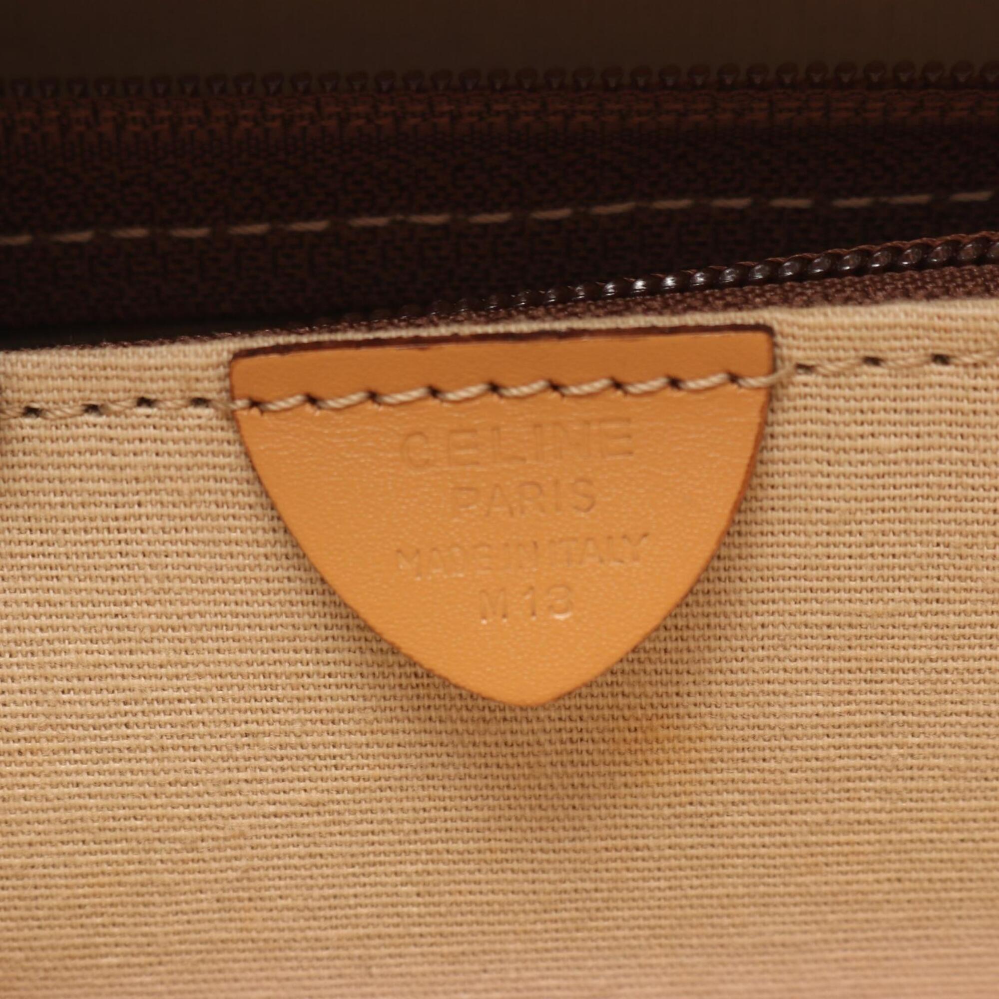 Celine Beige Brown Coated Canvas Leather Briefcase Handbag (Pre-Owned)