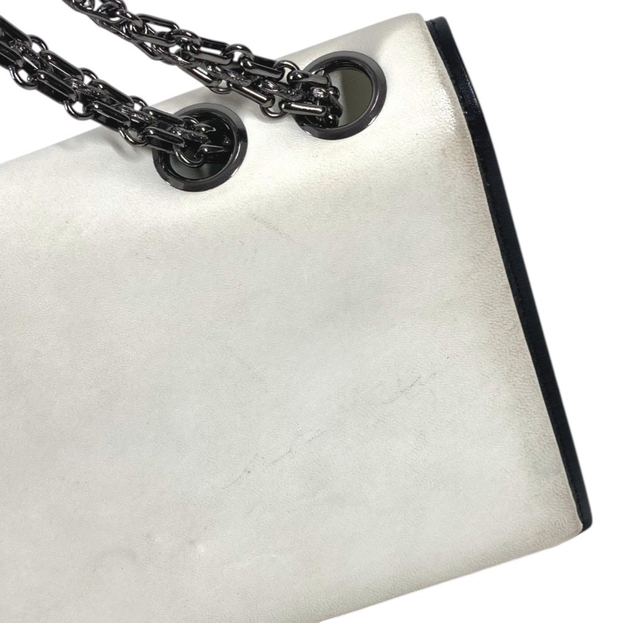 Chanel 2.55 Black White Leather Shoulder Bag (Pre-Owned)