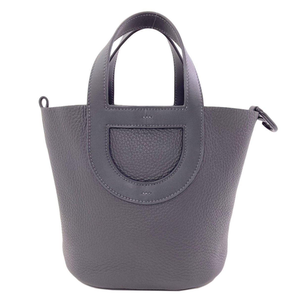 Hermes Gray Taurillon Clemence Leather Handbag (Pre-Owned)