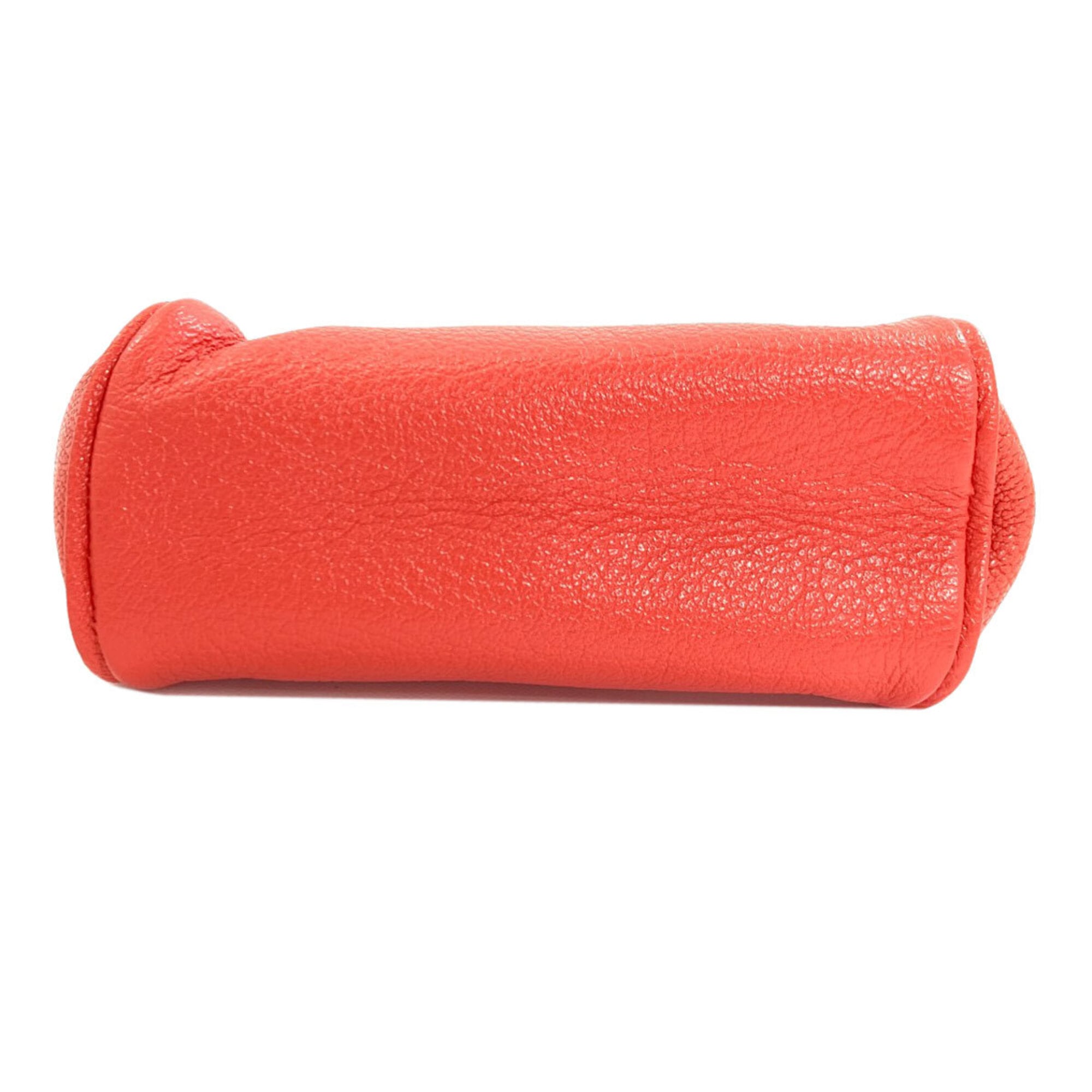 Bvlgari Red Color Leather Pouch Wash Bag (Pre-Owned)